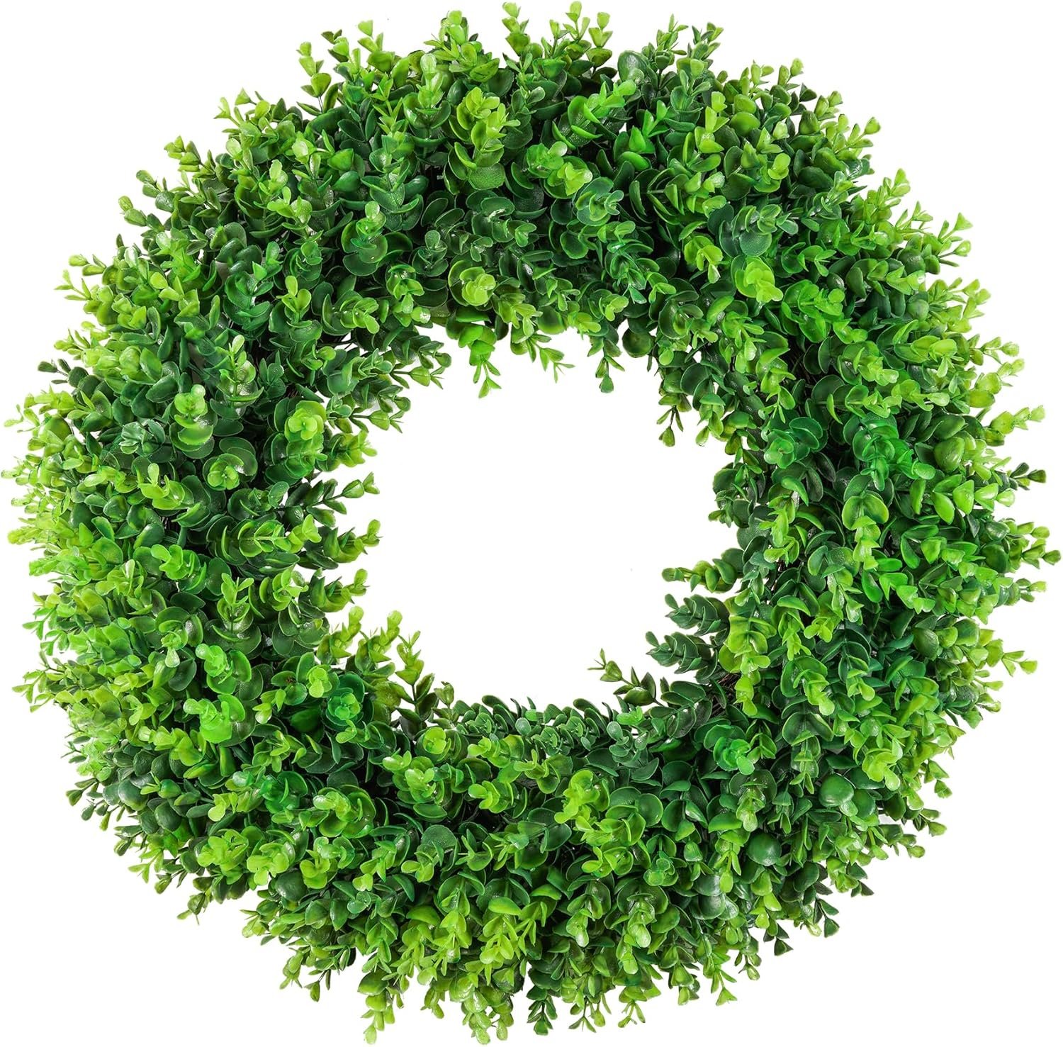 DDHS Large Boxwood Wreath Front Door 24” Artificial Spring Wreaths for Front Door Farmhouse Wedding Green Year Round Indoor Outdoor for Summer Wreath st Patrick’s Day Decoration -(Hello Sign)