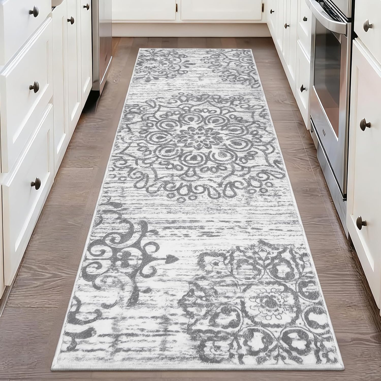 HEBE Hallway Runner Rug 2’x6′ Washable Vintage Kitchen Rugs Non Slip Laundry Rug Runner Distressed Boho Floor Carpet Runners for Hallways Entryway Laundry Room Kitchen Bathroom