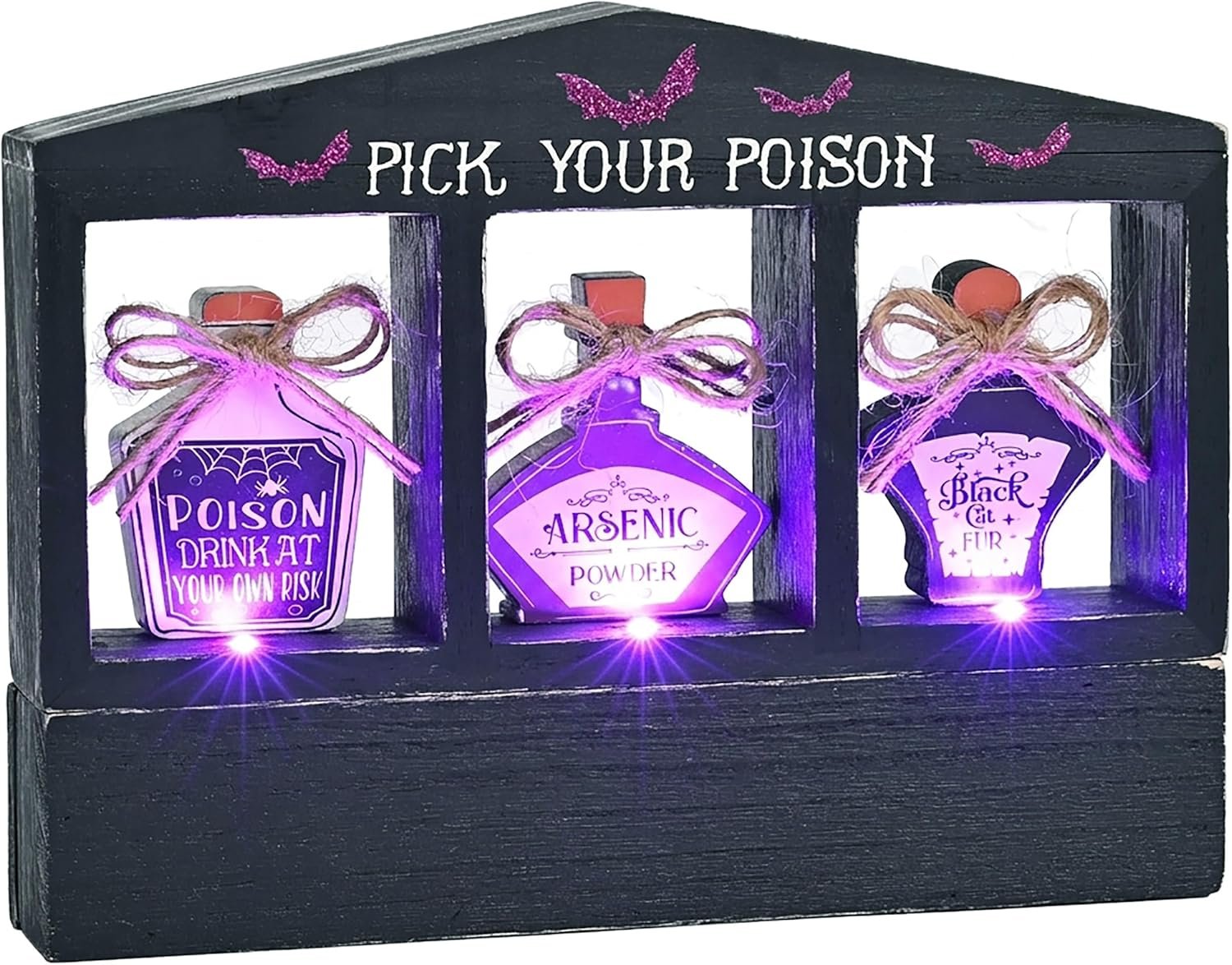 Valery Madelyn Halloween Decorations Indoor with Purple LED Lights, Lighted Spooky Halloween Decor Pick Your Poison Tabletop Sign, Witch Decorations for Home Party Office, 8 Inch