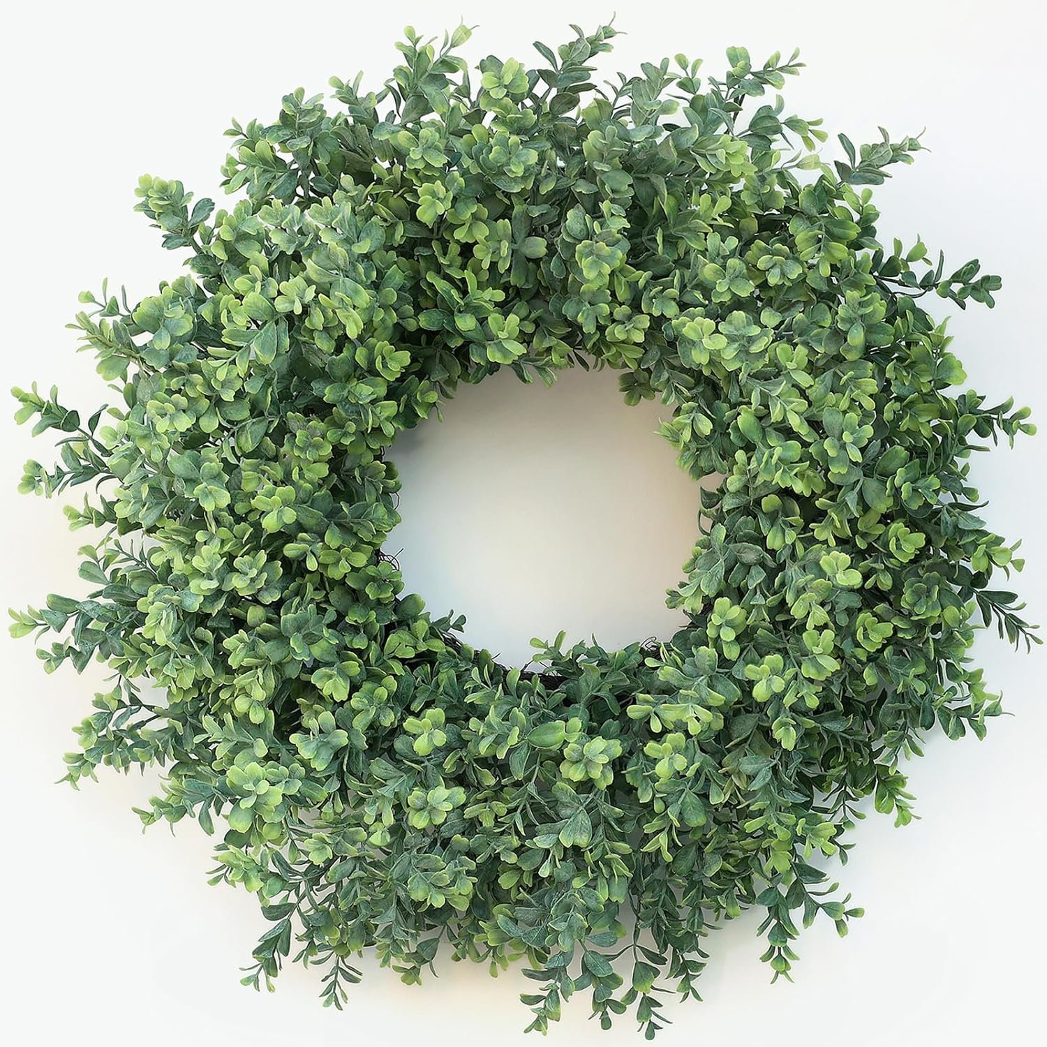 26″ Artificial Boxwood Wreath Fake Plant for Front Door Decor(Green) | Large Greenery Wreath,Windproof and Waterproof,Fade-Resistant,for Window Farmhouse Wall Home Outdoor All Seasons Decor