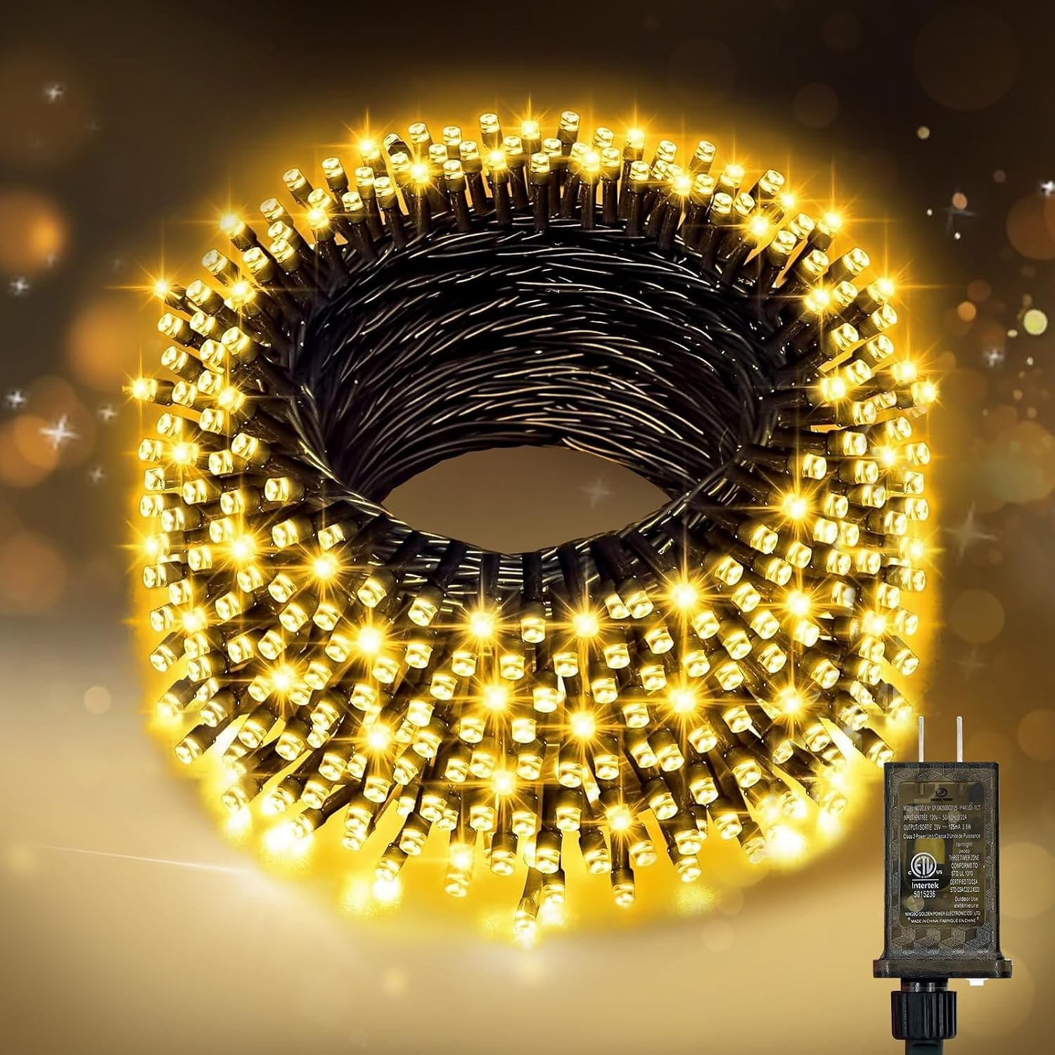 Nisocy LED Christmas Connectable String Lights Outdoor Waterproof – Warm White Fairy Lights with Plug, Tree Lights for Patio, Garden, Bedroom, Wedding, Party, Decor (66FT)