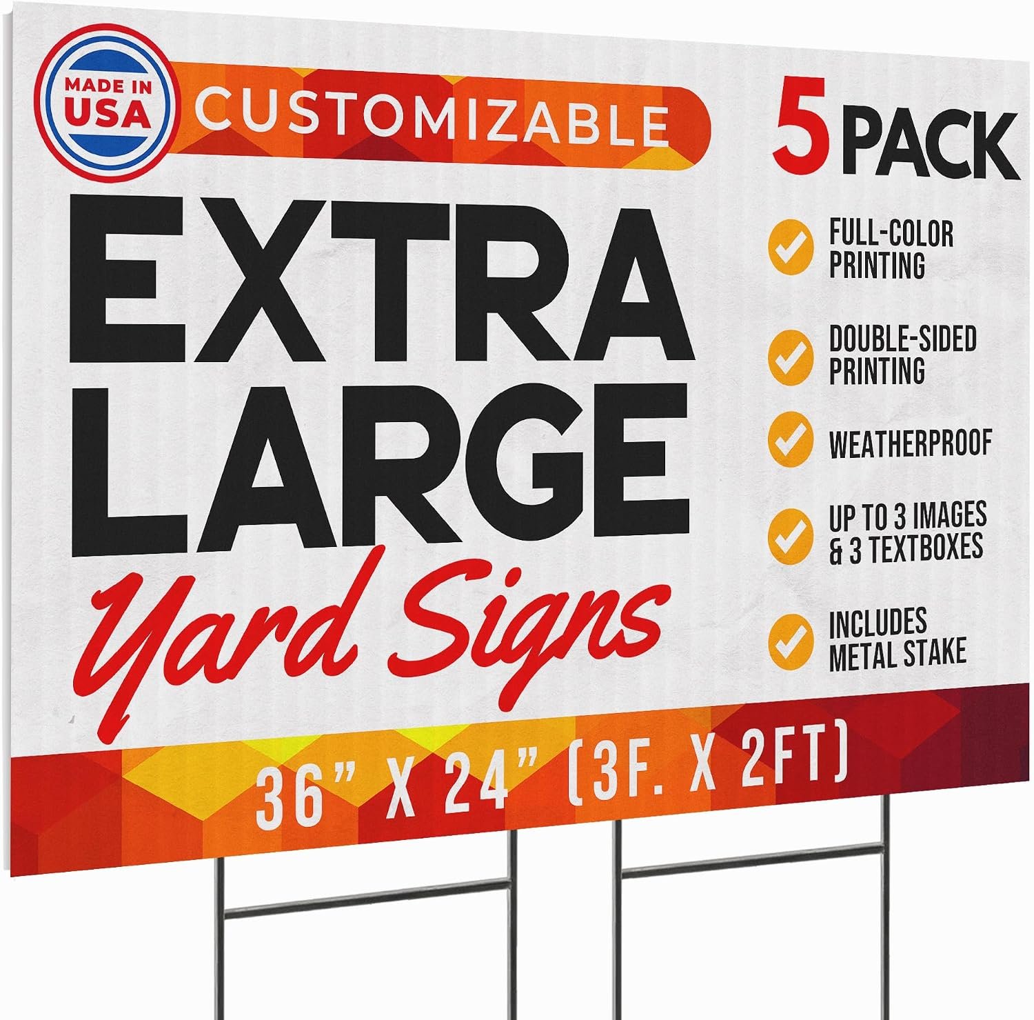 36″x24″ Custom Yard Signs with Stakes Personalized Yard Signs with Full Color Print and Text Large Custom Outdoor Signs, for Business (5)