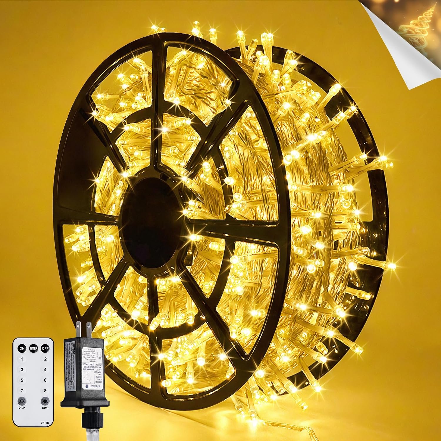 JMEXSUSS 168FT 600 LED String Lights for Outside Clear Wire, Warm White Christmas Lights Outdoor Waterproof, Tree Lights Outdoor Plug in for Patio Wedding Party Holiday Christmas Bedroom Pergola Decor