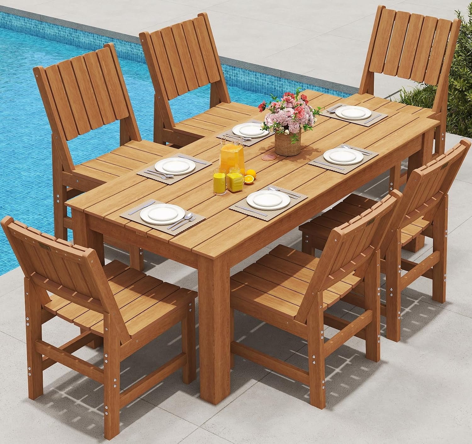 ZHUSI Patio Table and Chairs Set, Outdoor Table and Chairs,HIPS Outdoor Dining Set with Umbrella Hole for Backyard, Poolside