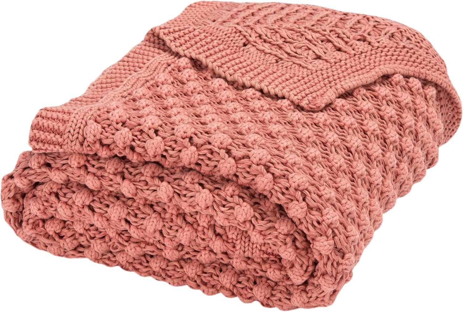 SAFAVIEH Home Collection Larza Pink 50 x 60-inch Knit Sofa Chaise Lounge Club Chair Living Room Bedroom Decorative Throw Blanket