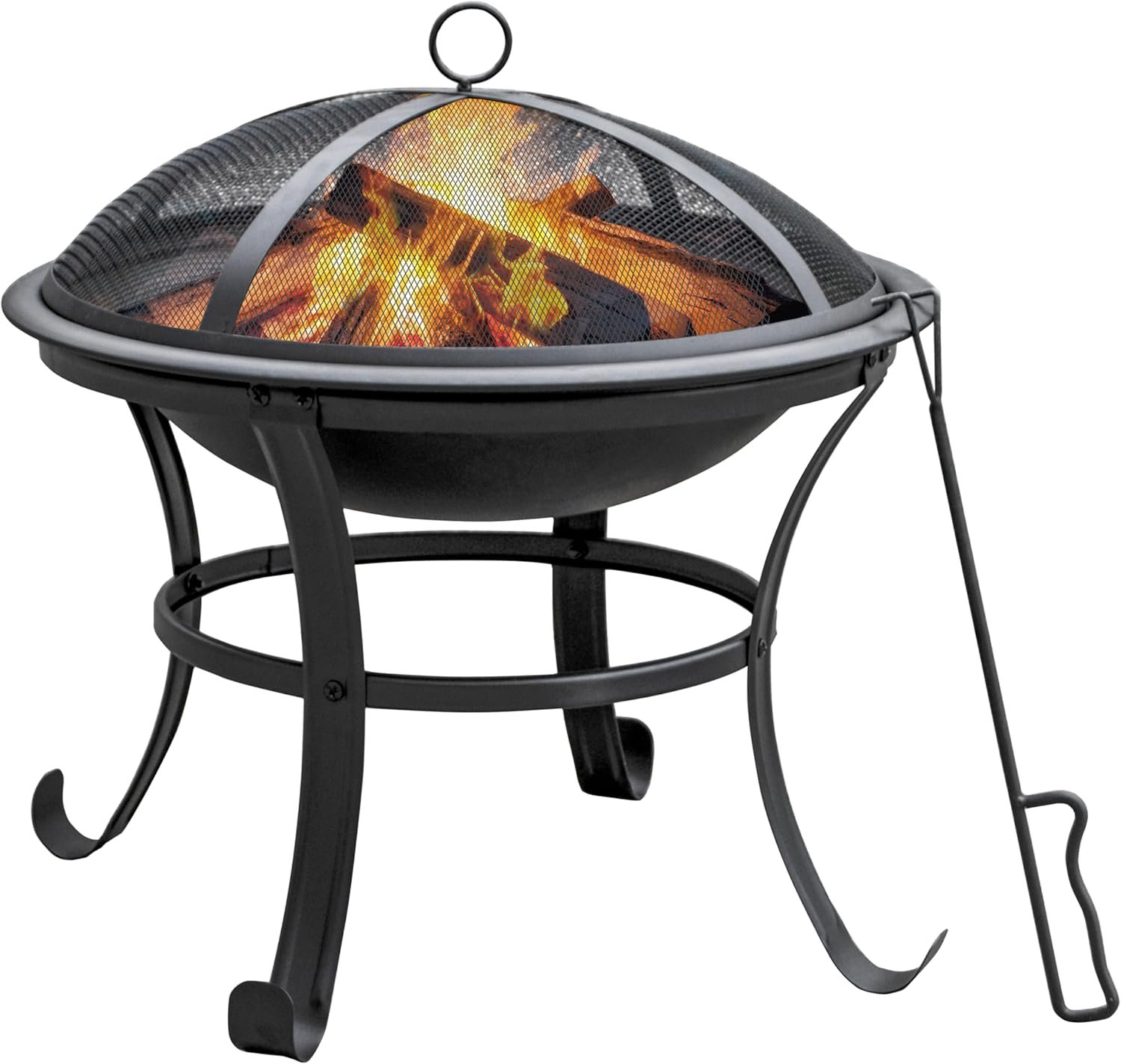 Panovue 22 in Firepit for Outside Outdoor Small Fire Pit,Durable Firepit with Mesh Lid,Log Grate,and Fire Poker,Fire Pit for Outside Backyard.Deck.Camping and Picnic