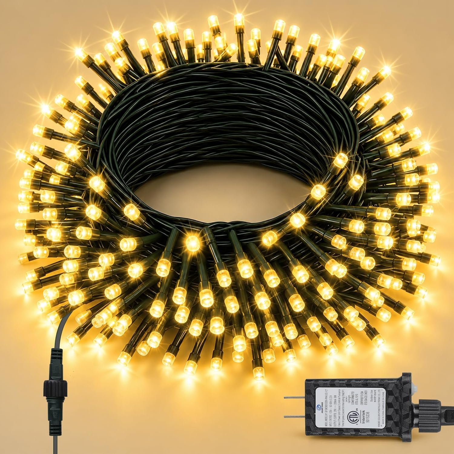 66FT 200 LED Christmas Light, Twinkle Xmas Lights with 8 Modes and Timer, Outdoor Waterproof Christmas Tree Lights for Room Bedroom Wedding Party Holiday Decorations, Warm White