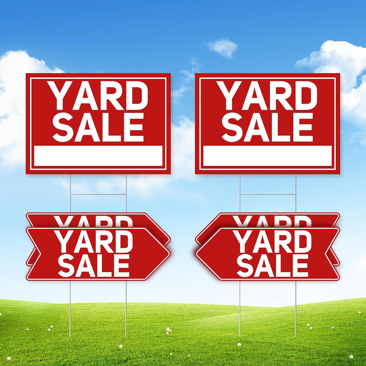 6 Pcs Yard Sale Signs with Stakes, 2-Pack Large Yard Sale Signs 17″ x 12″ and 4-Pack Arrow Sale Signs 17″ x 6″, Double-Sided Waterproof Yard Signs for Yard Sale Kit and Supplies