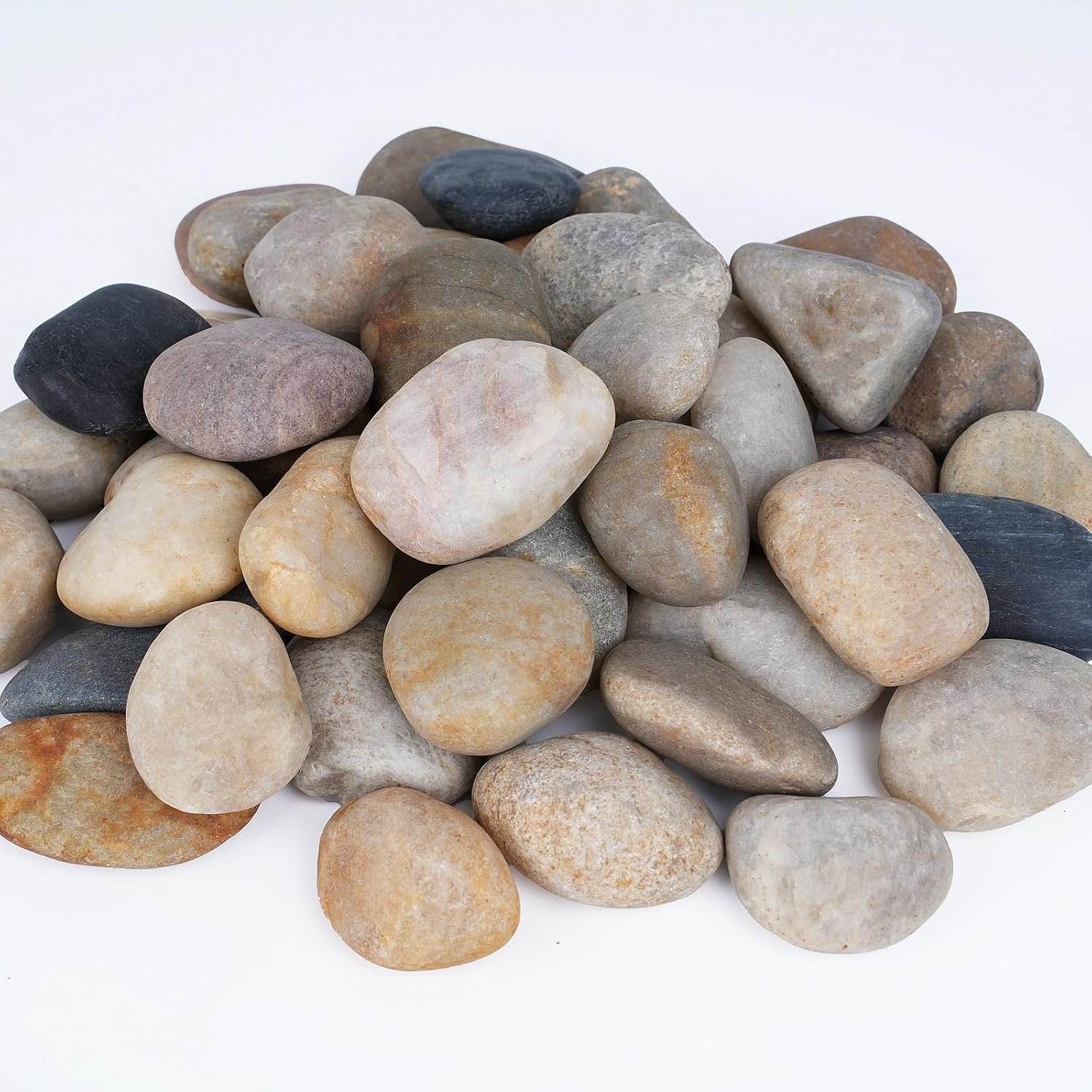 Pulovin 20 lbs River Rocks for Landscaping, 2″-3″ Garden Rocks Outdoor Landscaping, Decorative Patio Stones for Planters, Flower Pots, Vase, Walkways, Yard, Natural Rocks for Aquarium, Fish Tank