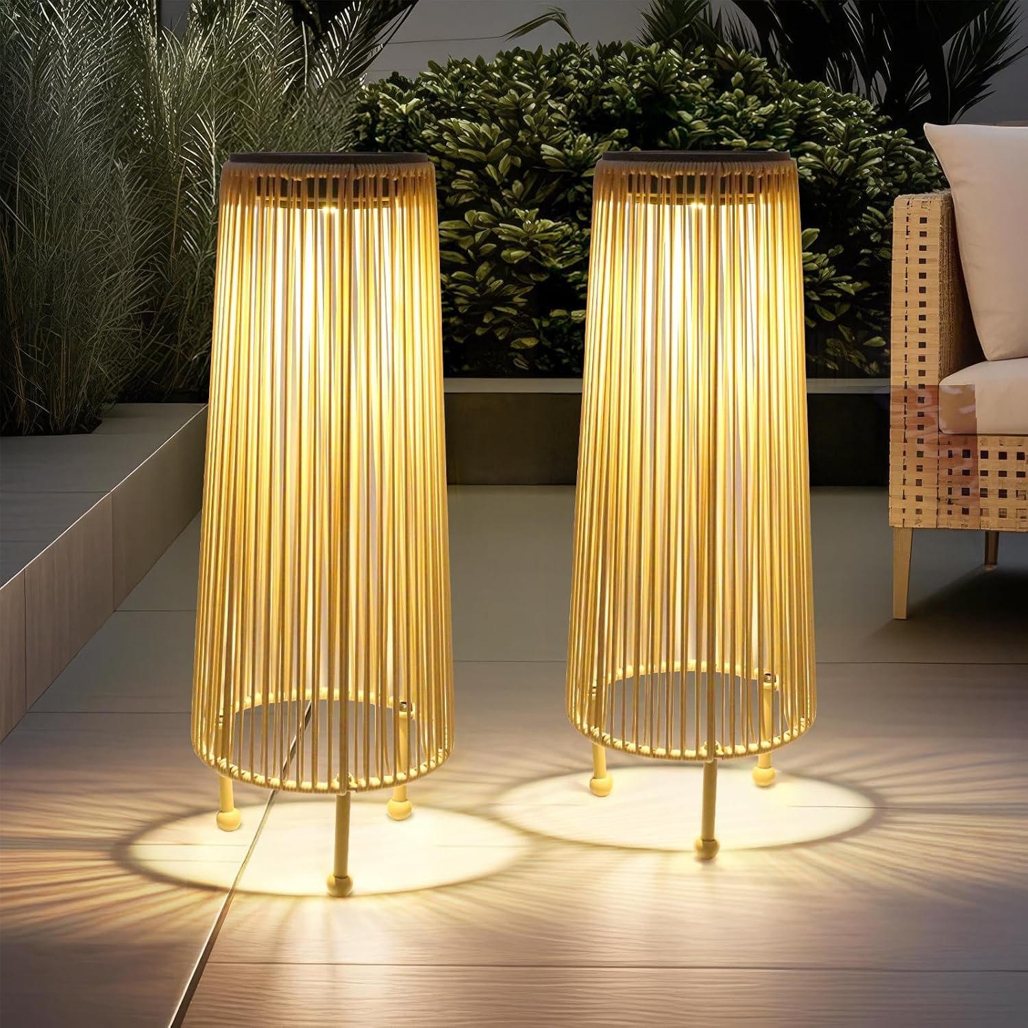 Outdoor Solar Floor Lamp, Upgraded Solar Patio Lamp, Brighter Outdoor Floor Lamp, Auto On/Off Patio Lamps Outdoor for Yard Garden Patio Pathway Lawn Decor 2Pack