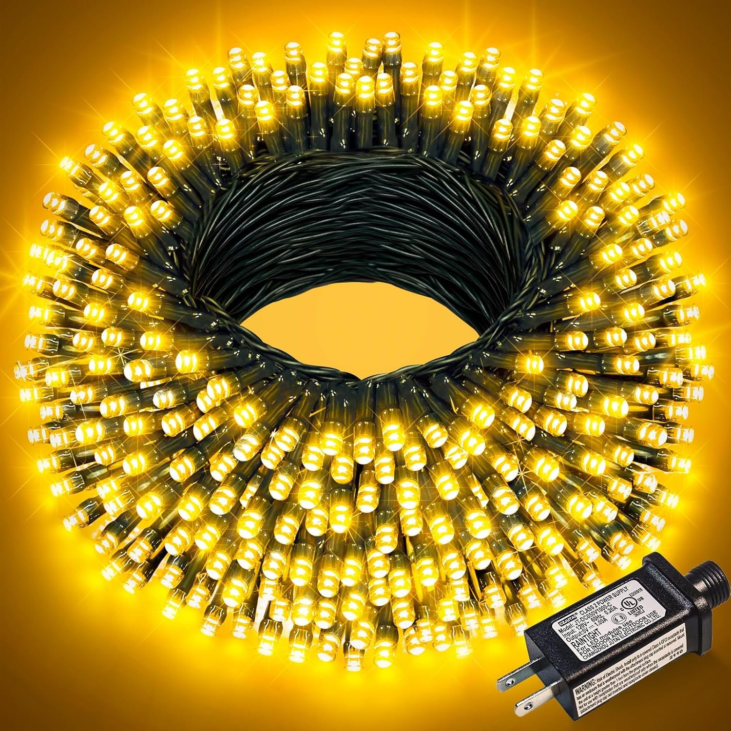 100FT 300 LED Christmas Lights Outdoor, Warm White Christmas Tree Lights 8 Modes, Plug in Connectable Christmas String Lights Indoor for Outside Patio Garden Xmas Party Holiday Decorations