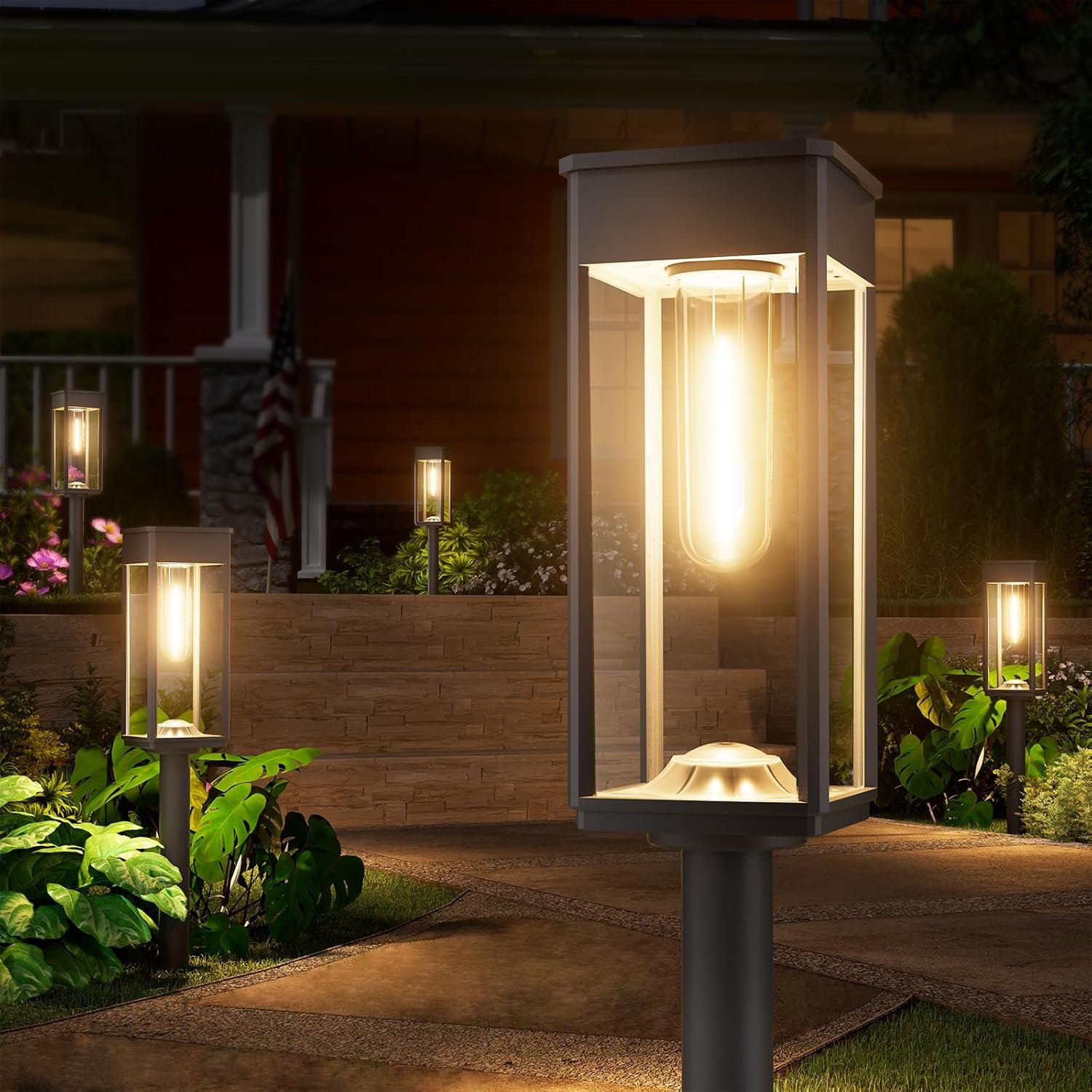 NEWMESSI 8 Pack Bright Solar Pathway Lights Outdoor,IP65 Waterproof Auto On/Off Solar Garden Light Path Lights Solar Powered for Outside Yard Path Lawn Walkway Driveway Landscape Lighting Patio Decor