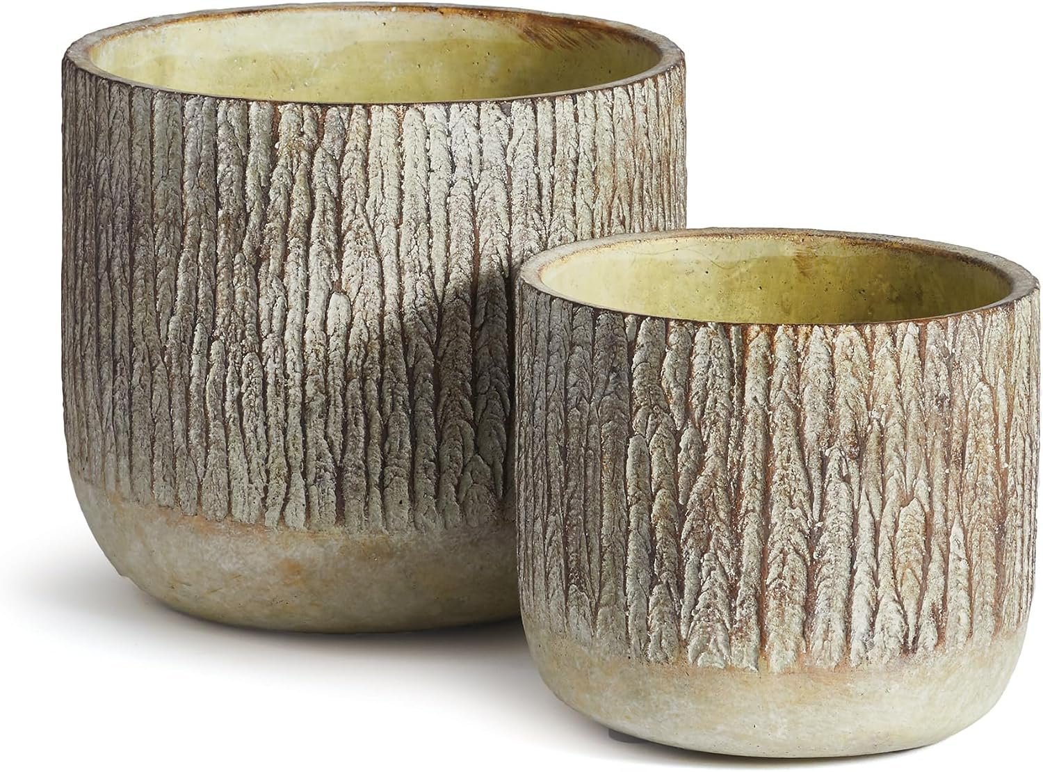 Napa Home & Garden – Rustic Brown Ceramic Plant Pot Set – 10-inch and 8-inch Round Planters