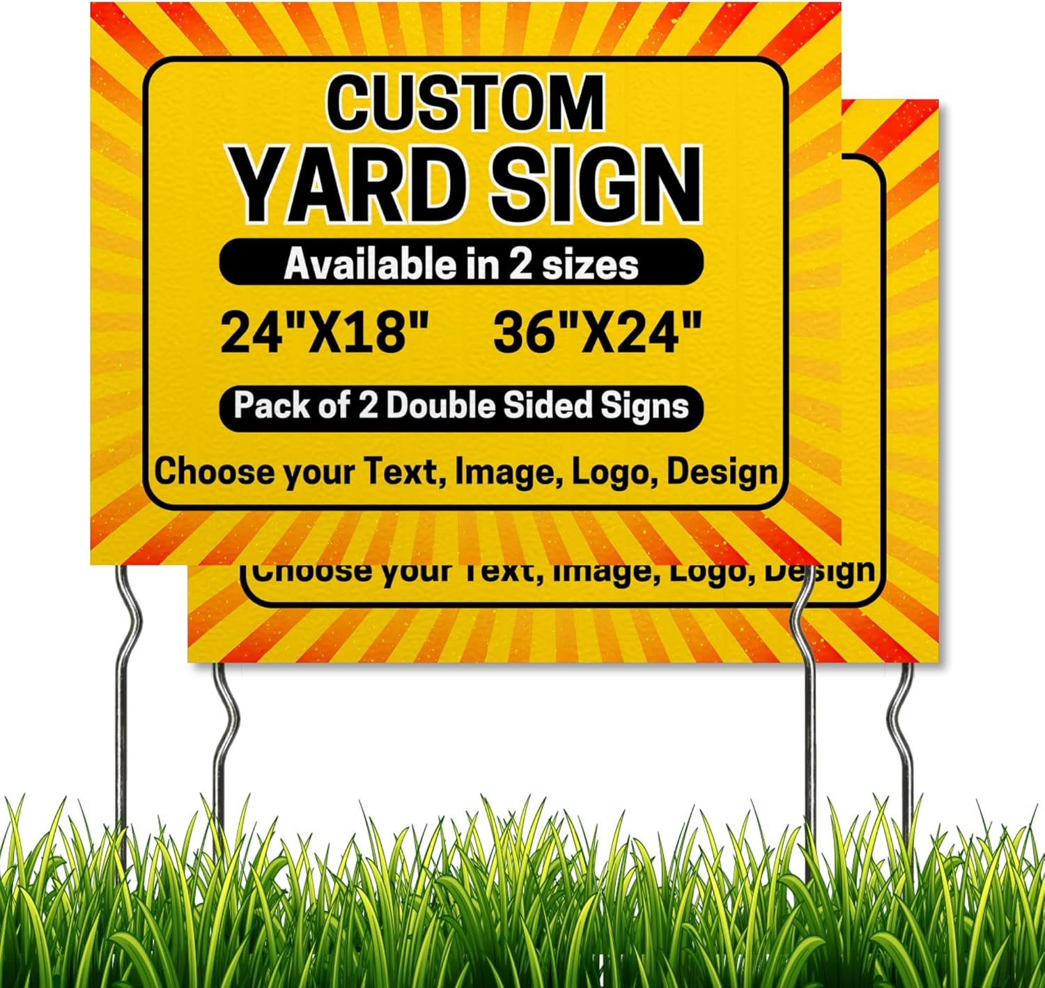 Custom Yard Signs with Metal Stakes by DreamController | Personalized Lawn Sign with Your Photo, Text or Logo for Businesses & Events | HD Print Outdoor Signage | Made in USA | Multiple Sizes