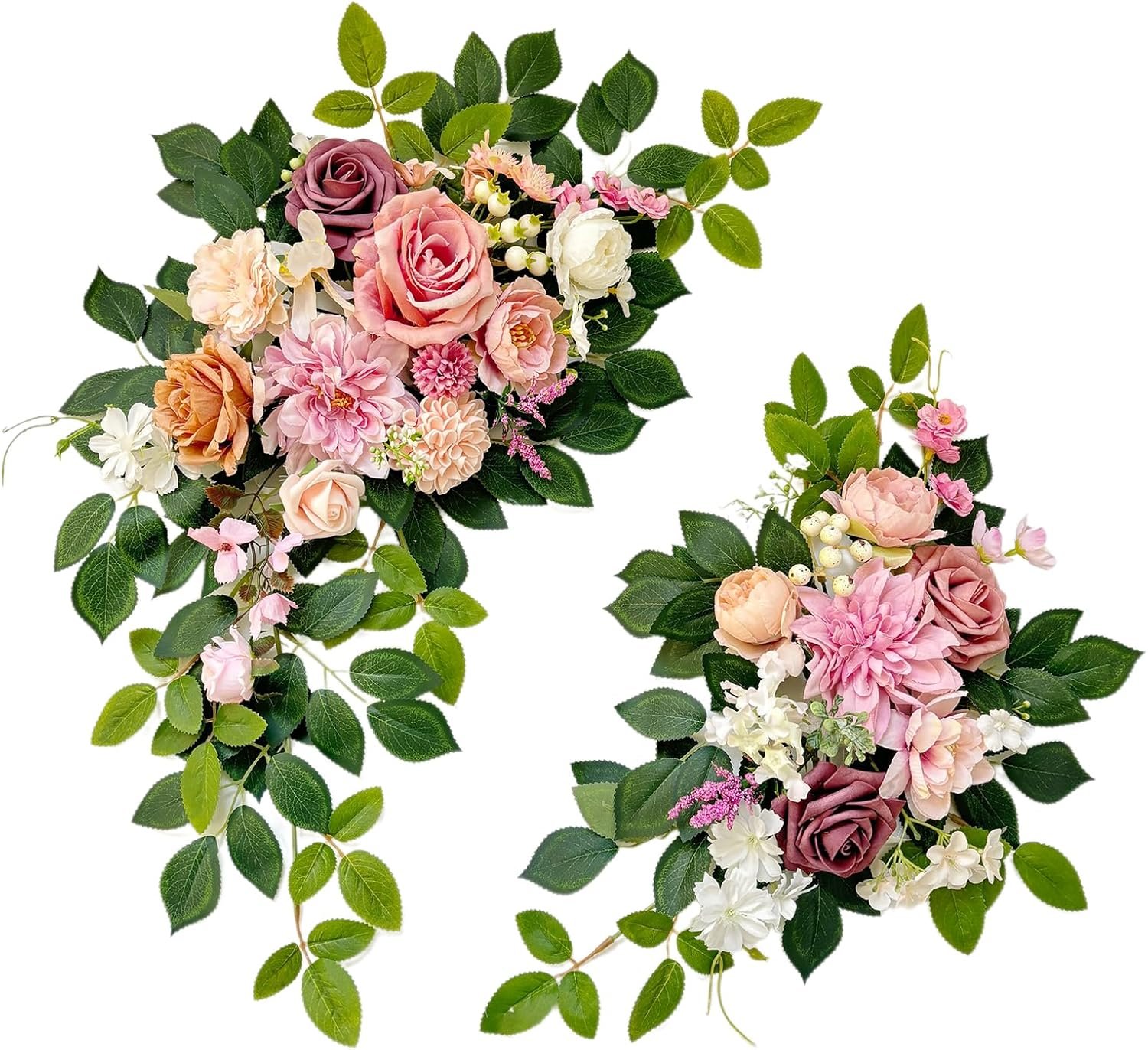 Odouzy Pack of 2 Wedding Arch, Artificial Flowers, Wedding Decor，Flower Garland Be Suited to Banquet, Party, Reception Entrance Welcome Sign and Background Decoration (Dusty Pink)…