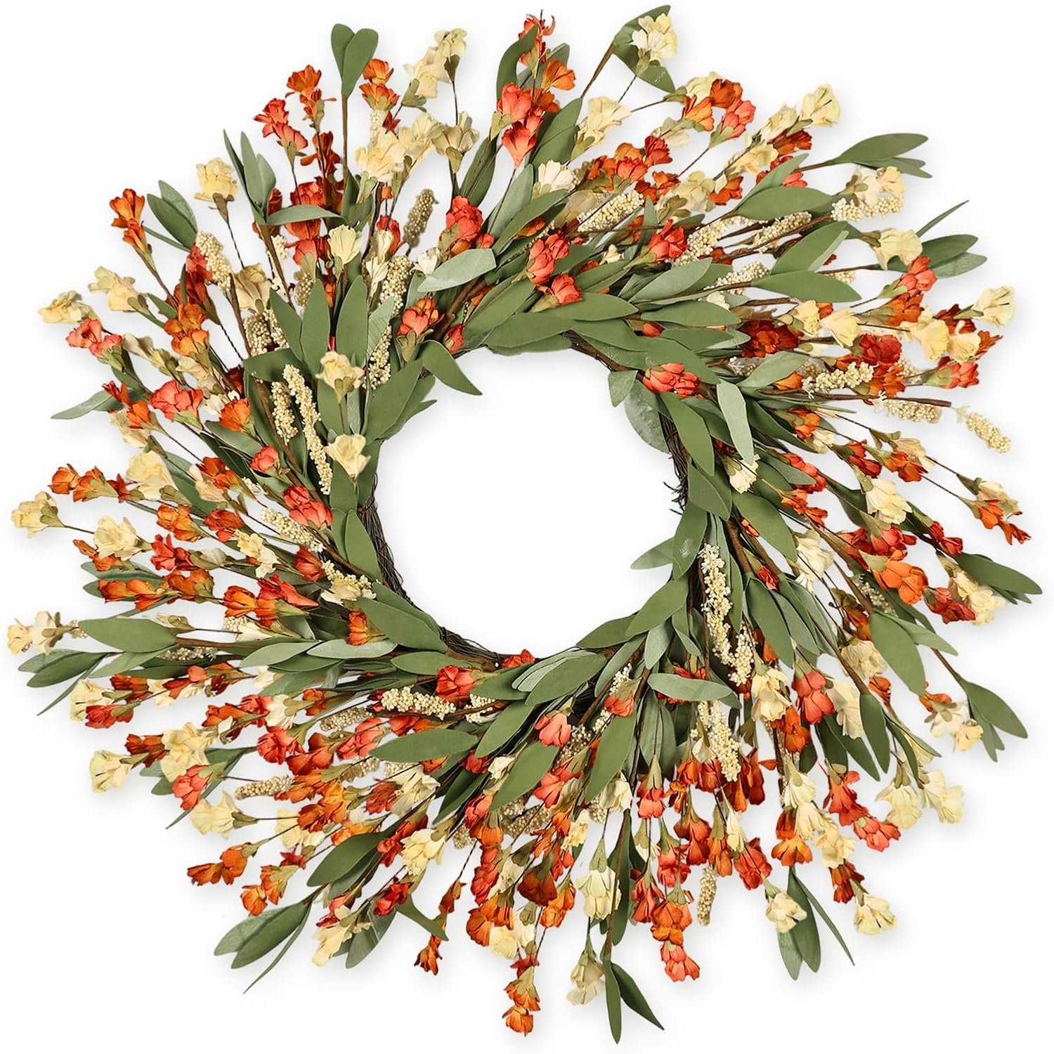 24 inch Fall Wreaths for Front Door Outside Fall Door Wreath Fall Decorations for Home Decor Autumn Wreath for Fall Front Porch Thanksgiving Harvest Halloween Farmhouse Outdoor Indoors Window Wall