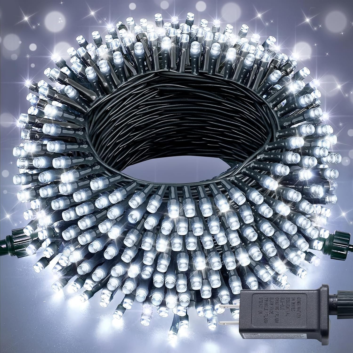 JMEXSUSS 250 LED White Christmas Lights Outdoor, 91.5ft Extendable White String Lights Indoor, Christmas Tree Light with 8 Modes for Room Garden Patio Wedding Party Christmas Decorations