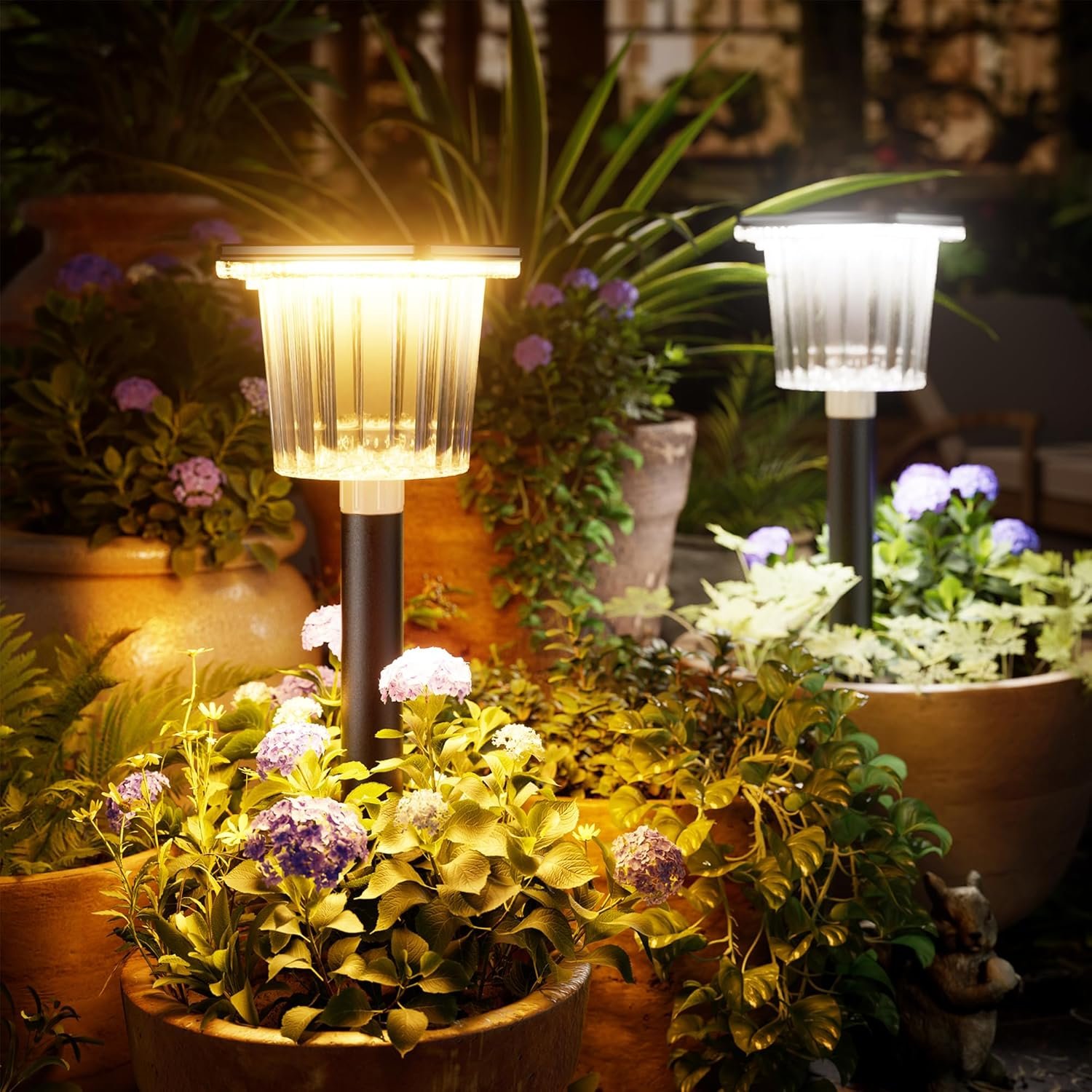 BITPOTT Super Bright Solar Pathway Lights 8 Pack, Adjustable Warm & Cold Solar Lights Outdoor Waterproof IP65, Auto On/Off, Outdoor Decor Light for Garden, Landscape, Path, Yard, Patio, Driveway
