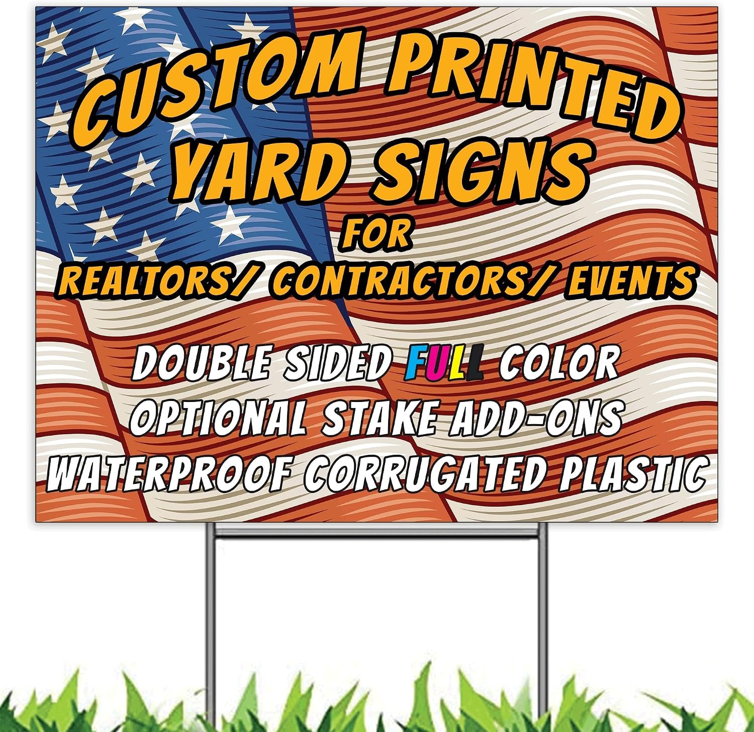 Custom Yard Signs with Stakes, Personalized Yard Signs for Outdoors, Customized Full Color Print Corrugated Signs for Business, More Sizes!