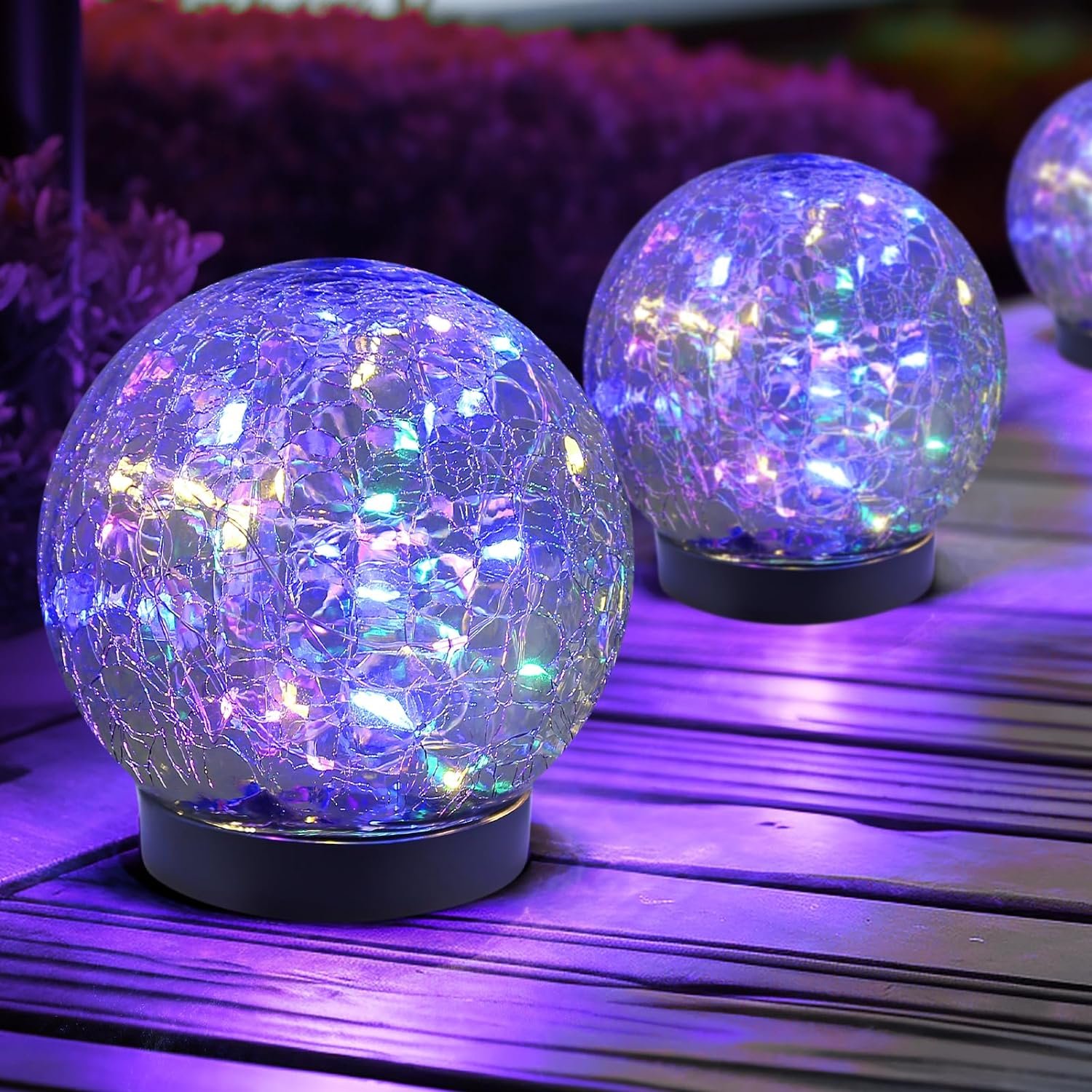 JKIMK Solar Globe Lights Outdoor Waterproof-Solar Balls for Garden | Cracked Glass Ball Lights Outdoor-Solar Orbs for Outside-Decorations for Patio and Yard Lawn Backyard Decor