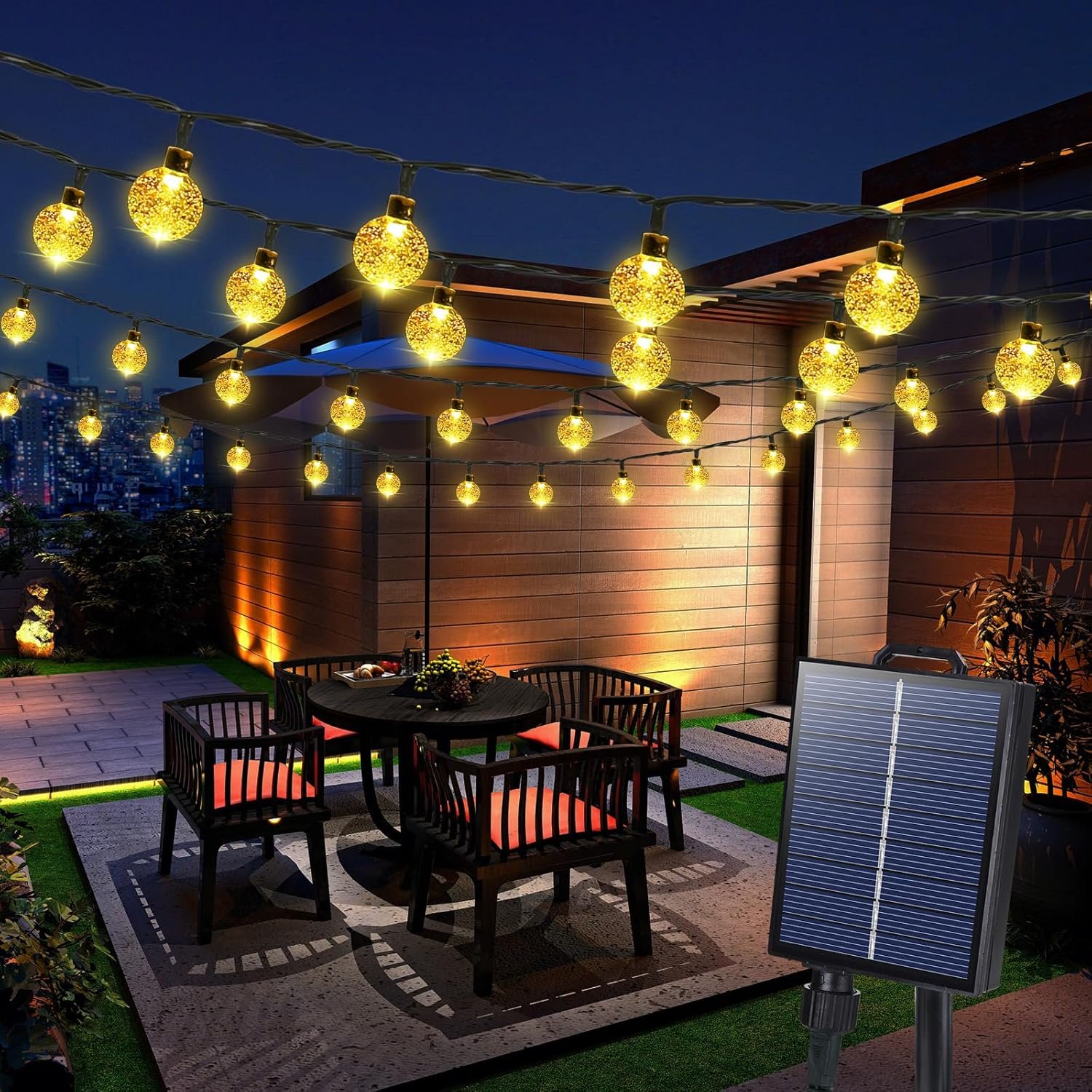 Joomer Solar String Lights Outdoor Waterproof, 65FT 100LED Globe, Warm White | 8 Modes Waterproof Outdoor Solar Powered Patio Lights for Spring Summer Garden Lawn Gazebo Porch Backyard Tree Decorations