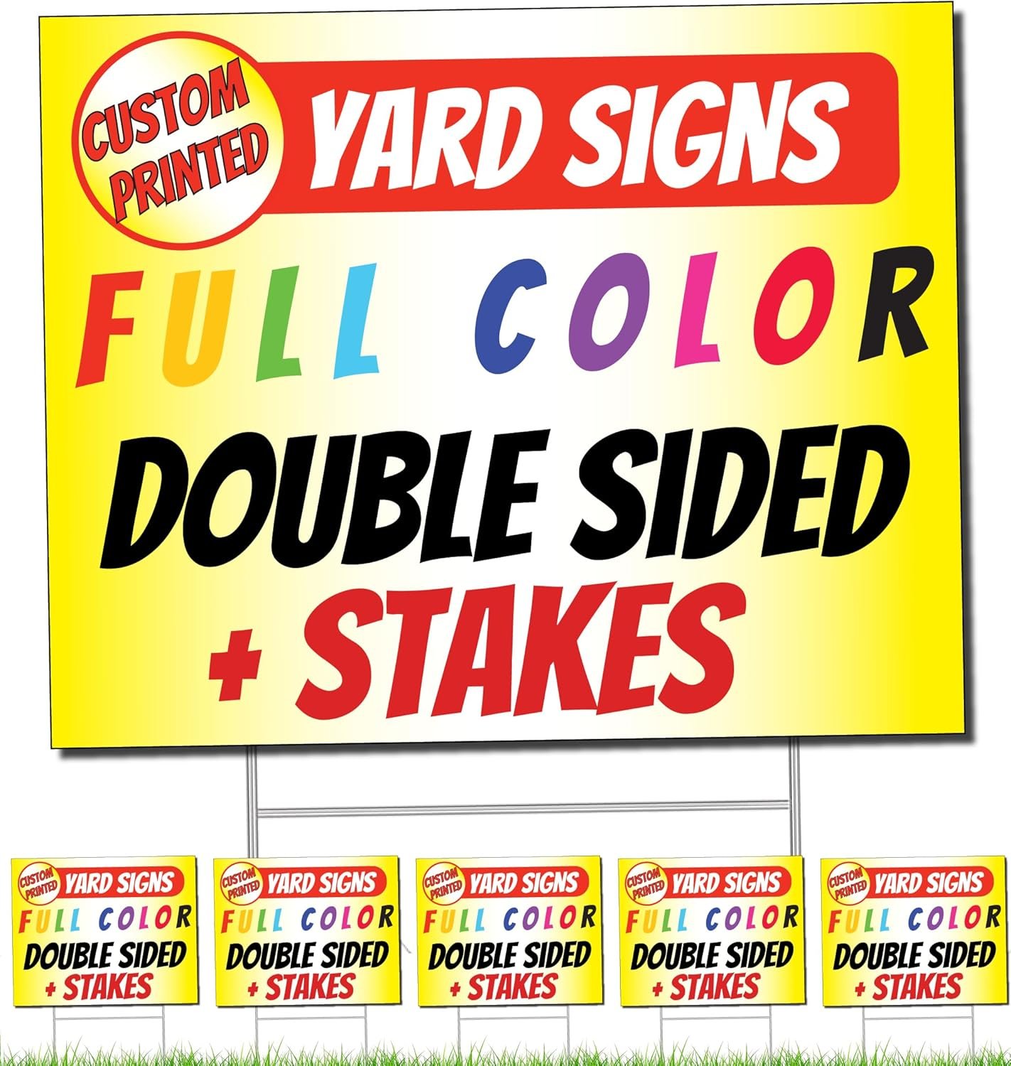 Custom Printed Plastic Yard Signs, Printed on Both Sides, Includes H-Stakes, Full Color Personalized Lawn Signs, by Legit Fast Printing, Bulk 24×18″, 18×12″, 36×24″, 12×9″
