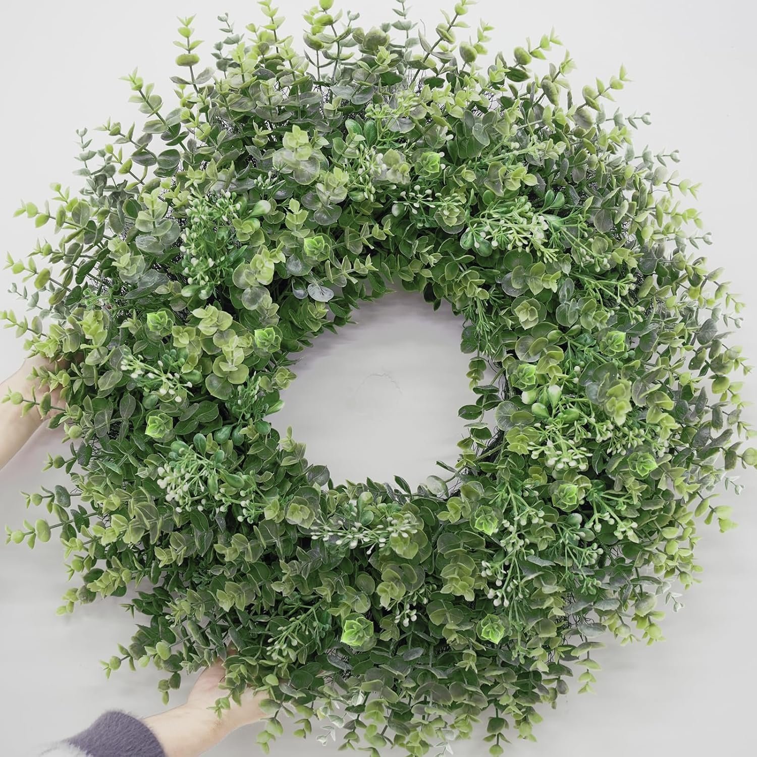 26” Large Boxwood Wreath for Front Door Window Porch Artificial Boxwoods Greenery Leaves Outdoor Indoor Wreath for Home Door Farmhouse Wall Decor Spring Summer All Seasons Green