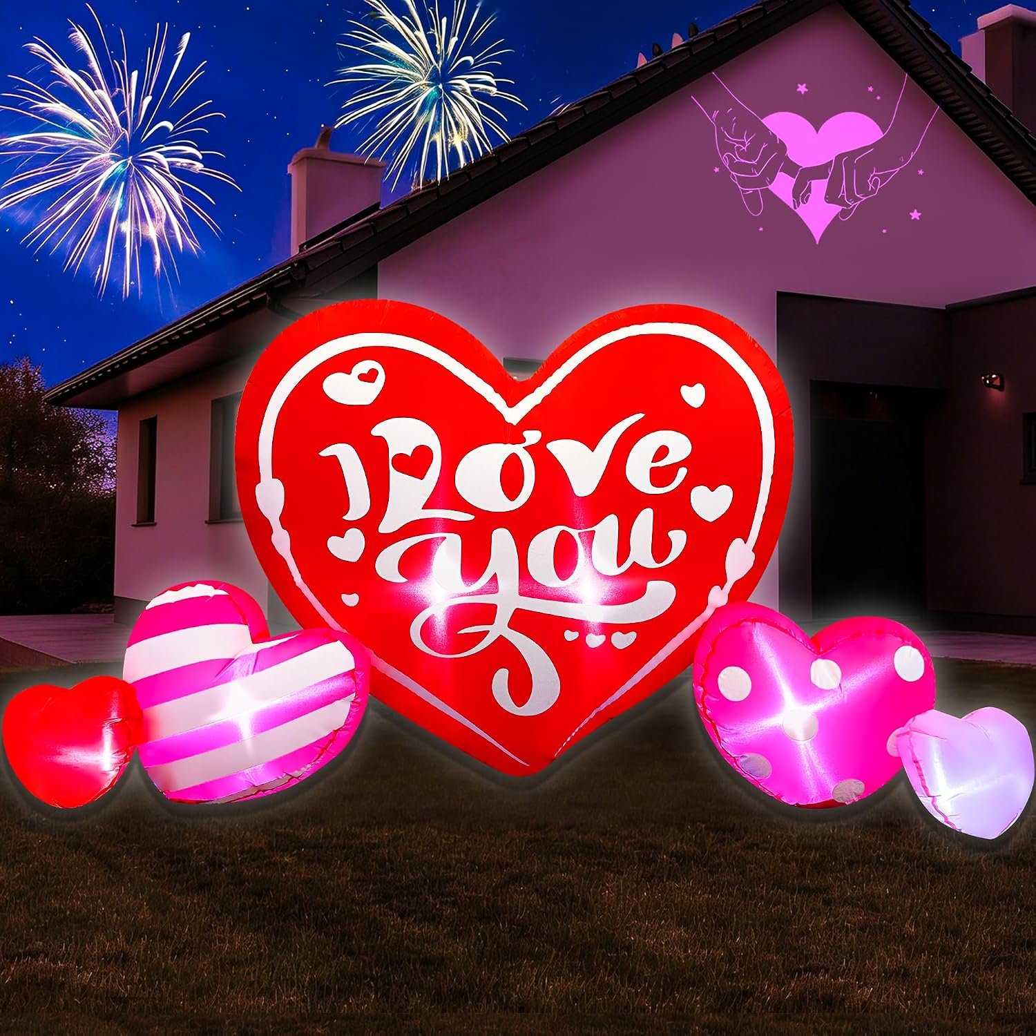 Valentine Inflatables Outdoor Decorations 6FT Inflatable Love Hearts Combo LED Lighted for Valentine’s Day Gift Engagement Wedding Anniversary Romantic Party Decor for Indoor Outdoor Blowups