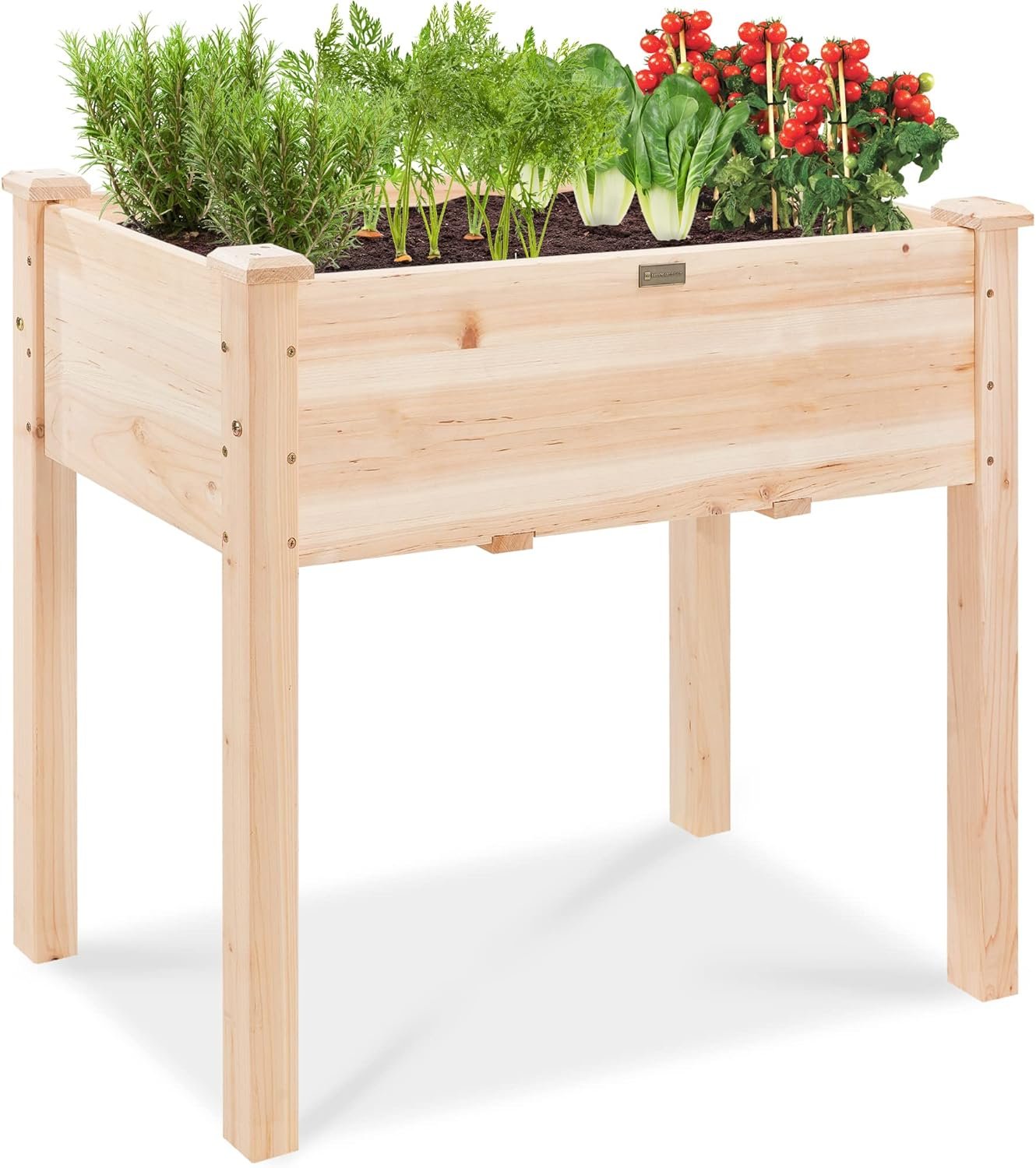 Best Choice Products 34x18x30in Raised Garden Bed, Elevated Wood Planter Box Stand for Kids, Backyard, Patio, Balcony w/Bed Liner, 150lb Capacity – Natural
