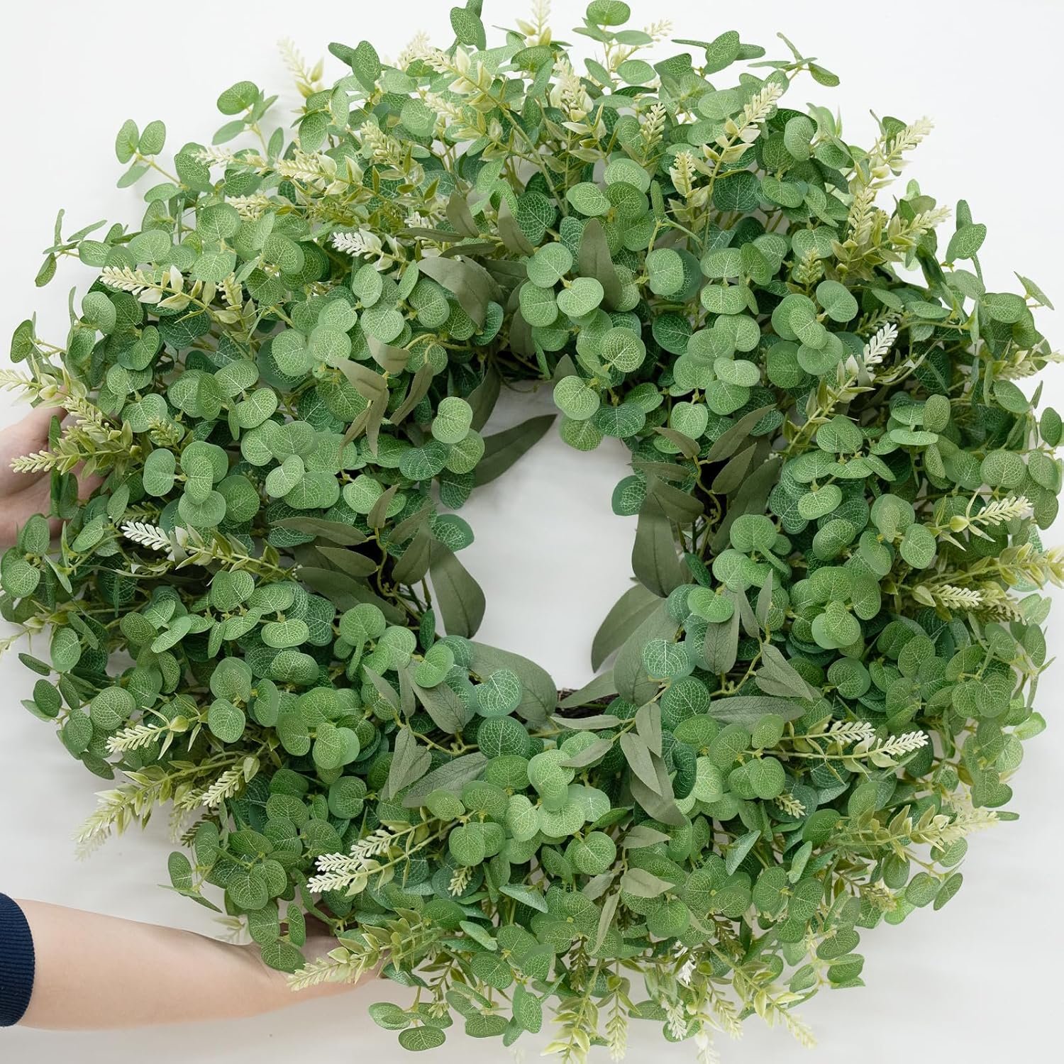 26″ Large Eucalyptus Wreath for Front Door Spring Summer Greenery All Season Green Year Round Artificial Eucalyptus Leaves Wreath for Porch Farmhouse Home Wall Window Outdoor Indoor Decorations