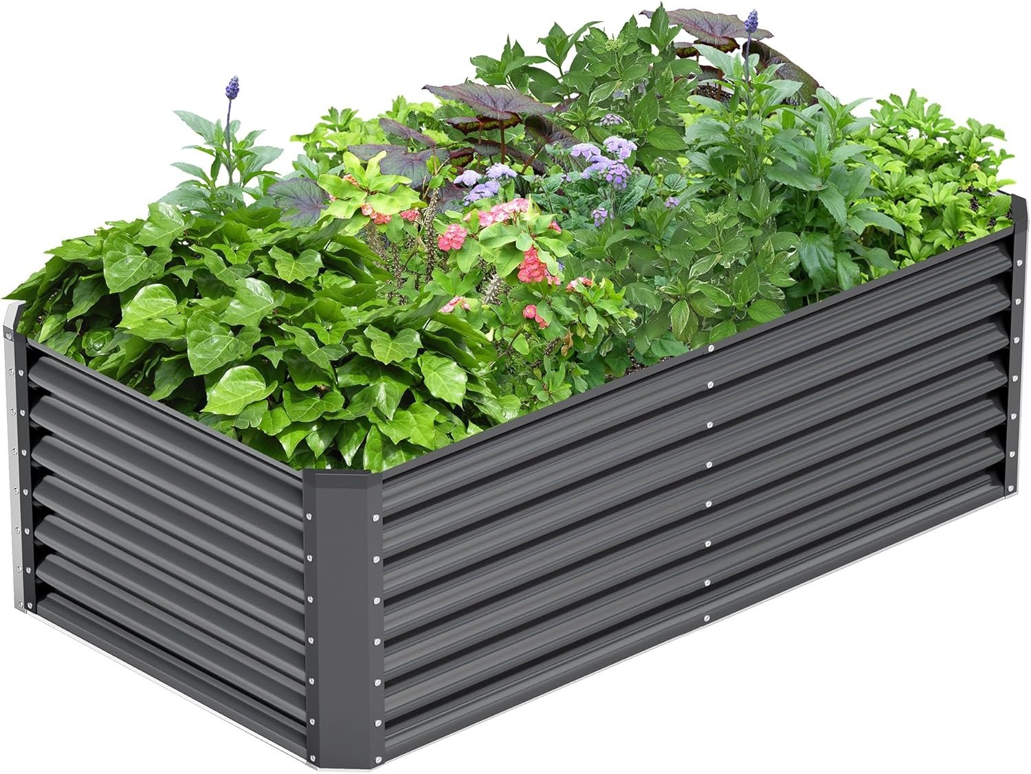 6x3x2FT Galvanized Raised Garden Bed,Galvanized Planter Boxes Outdoor, Large Metal Raised Garden Beds for Vegetables-Grey