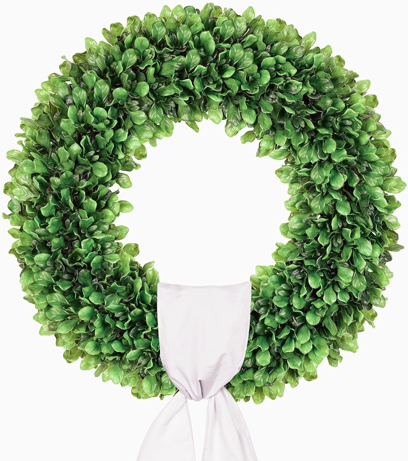 20 inch Artificial Boxwood Wreath for Front Door, Greenery Spring Summer Wreath for All Seasons with Sash，St Patrick’s Day Decoration, Farmhouse, Garden, Wedding, Indoor & Outdoor