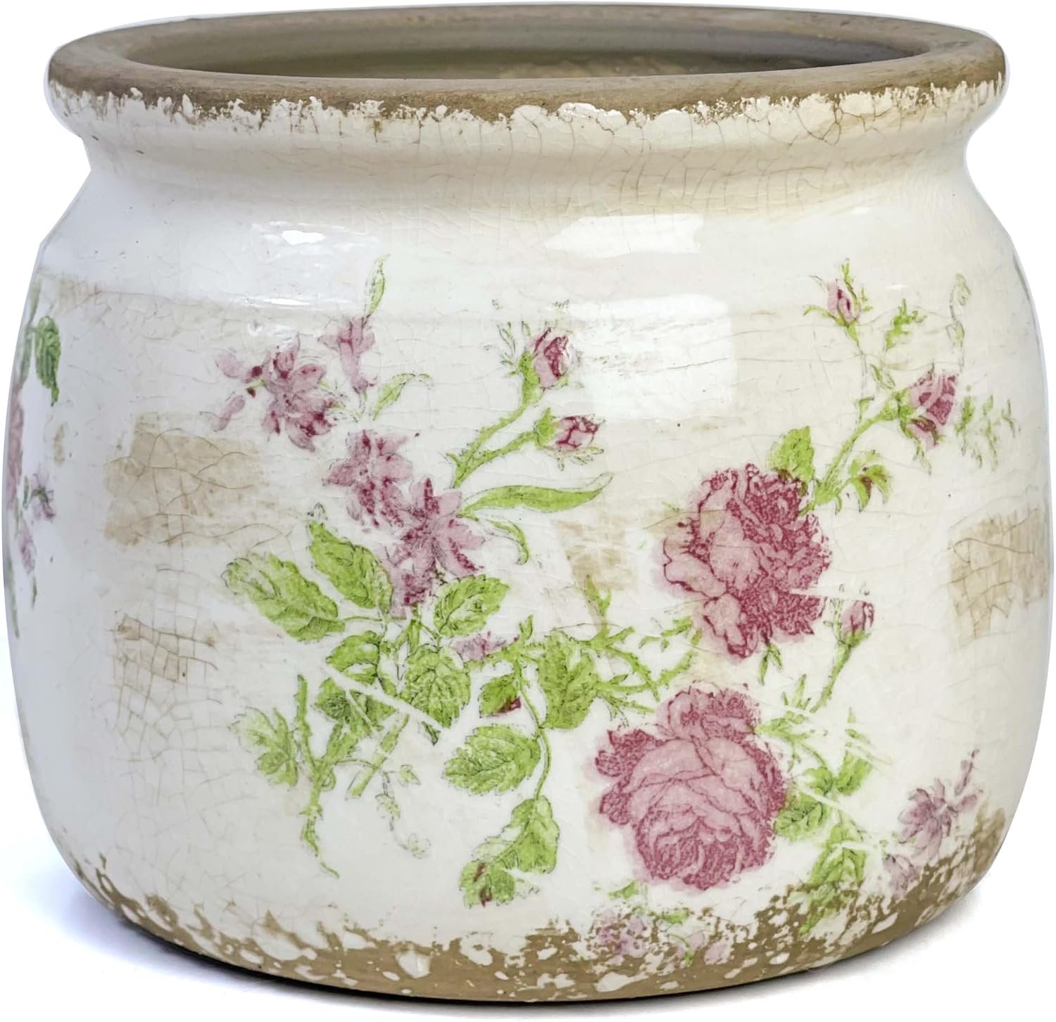 Dosayes Flower Pot,Vintage Ceramic Pot for Planter with Drainage Holes, 6.29 inch Ice Crack Glazed Indoor Planters Pot for Indoor,Tuscan Home Decor,Gardening Gifts (Garden)