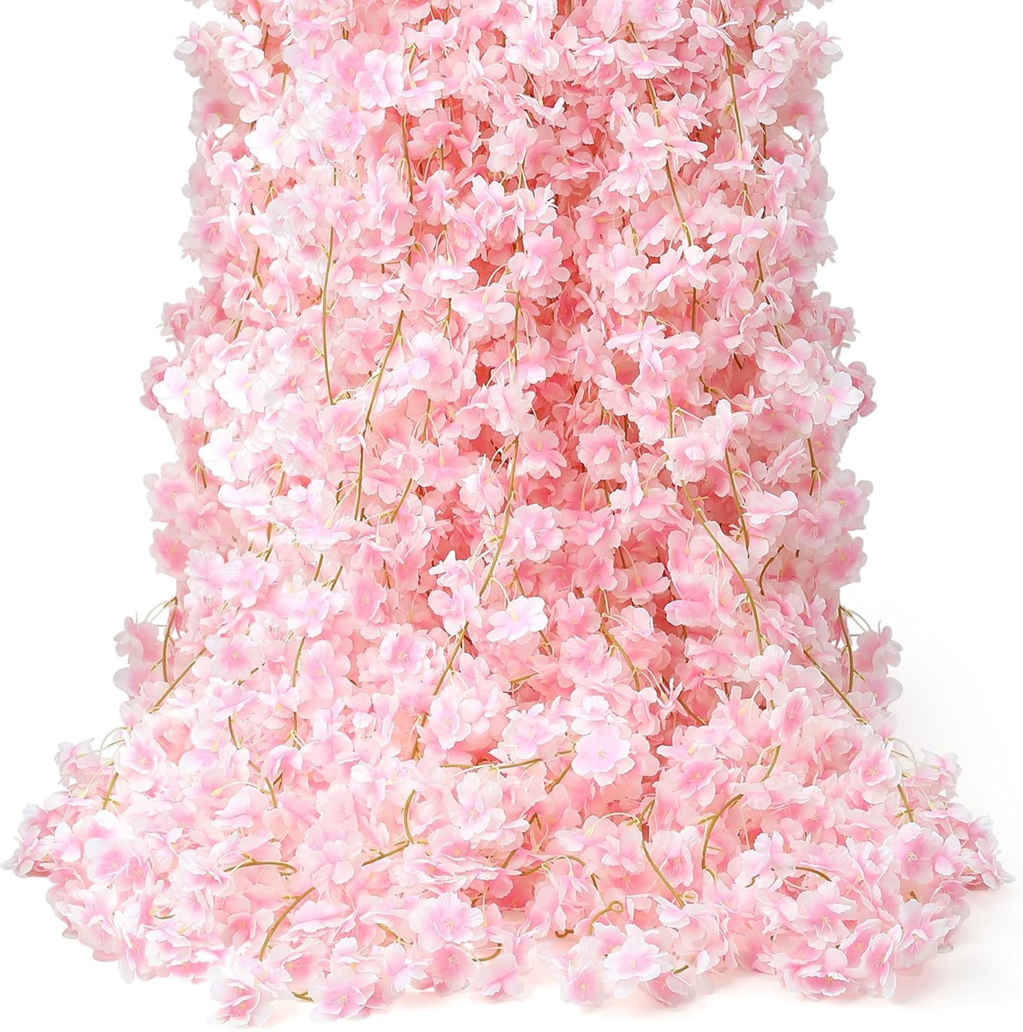 6PC 35.4FT Cherry Blossom Flowers Garland Vine for Decoration Artificial Pink Flower Garland Silk Sakura Vines Hanging for Wedding Party Valentine Japanese Spring Home Decor