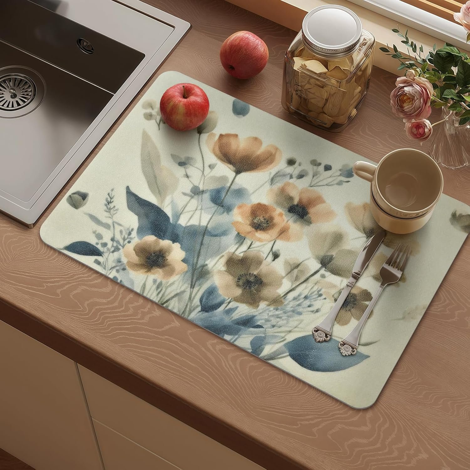 Vinyl Placemats Set of 4-12×17 Inch – Heat Resistant Washable Place Mats Waterproof Non-Slip Wipeable Table Mats for Dining Table Decor, Spring Outdoor Plastic Placemat