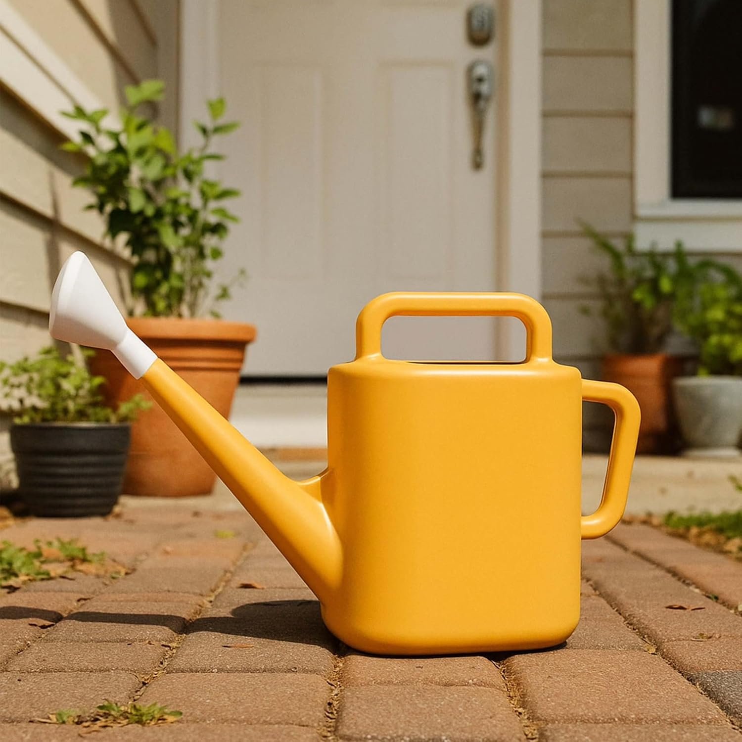 2 Gallon Resin Watering Can Blue Paradise – Top & Side Dual Handle for Easy Carry & Pour, Offset Opening Mess-Free Refill, Sturdy Garden Watering Can for Indoor & Outdoor Plants