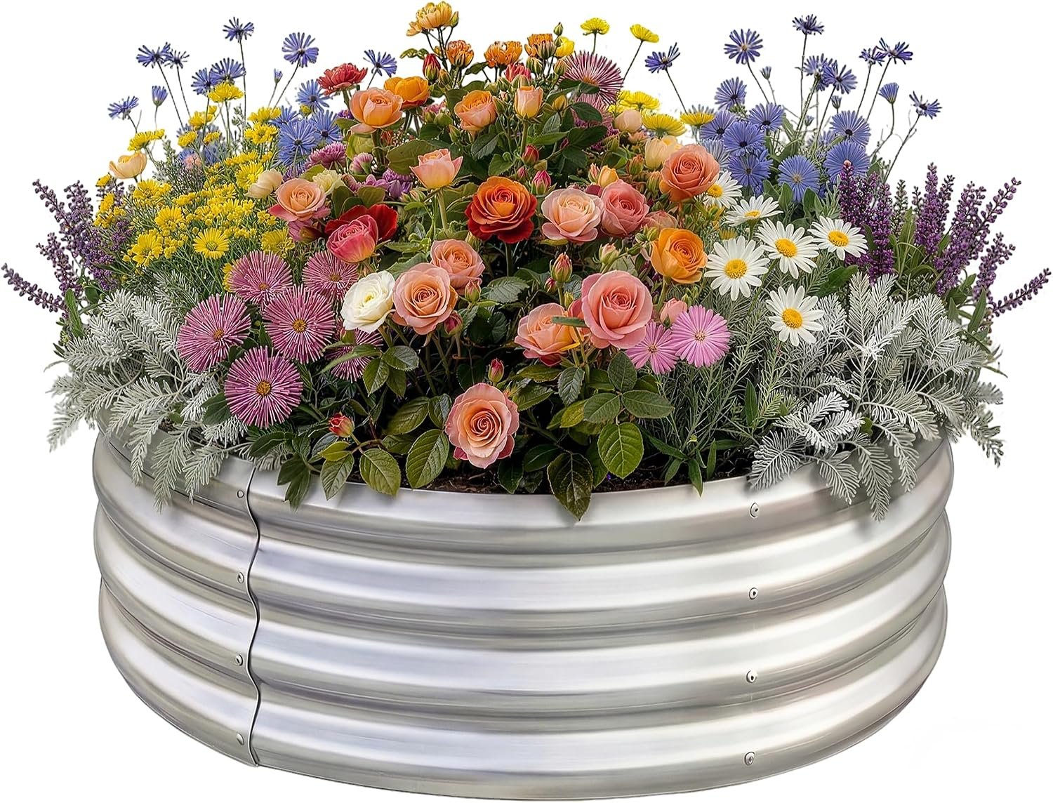 Land Guard Galvanized Raised Garden Bed Kit, Galvanized Planter Raised Garden Boxes Outdoor, Round Large Metal Raised Garden Beds for Vegetables ……
