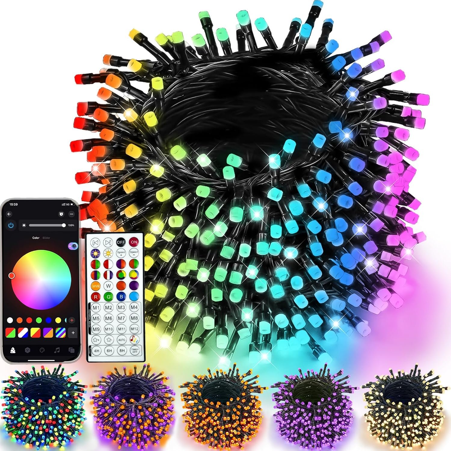 Smart Color Changing Fall Lights String 66 FT 200 LED Orange App Remote | Fall Decor, Orange Purple Halloween Lights,Music Syn, Multicolor and Modes, Custom Timer Settings, Indoor Outdoor Waterproof