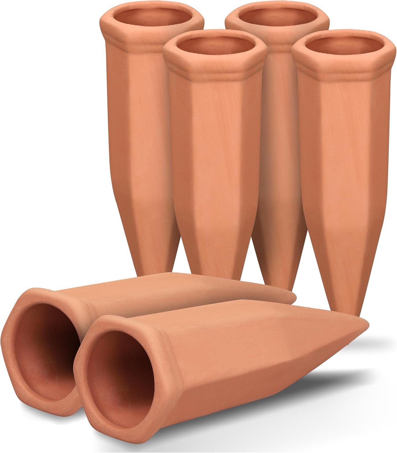 Soilagua Large Terracotta Plant Watering Spikes, Automatic Plant Waterer Outdoor | Indoor Use, Vacation Clay Watering Devices System, Slow Release Self Watering Planter Insert, 6 Pack