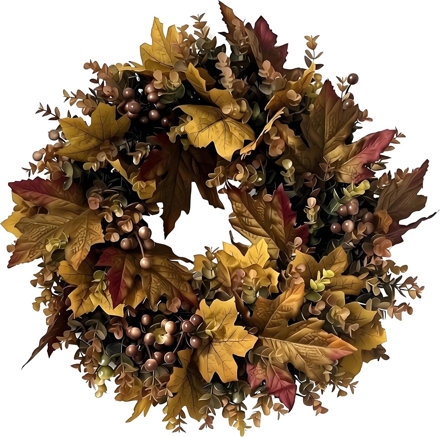 19.69″ Fall Wreaths For Front Door Artificial Autumn Wreath Fall Door Wreath Boxwood Wreath Fall Decorations For Home Wall Porch Indoor Outdoor Halloween Decor Thanksgiving Day Harvest Festival