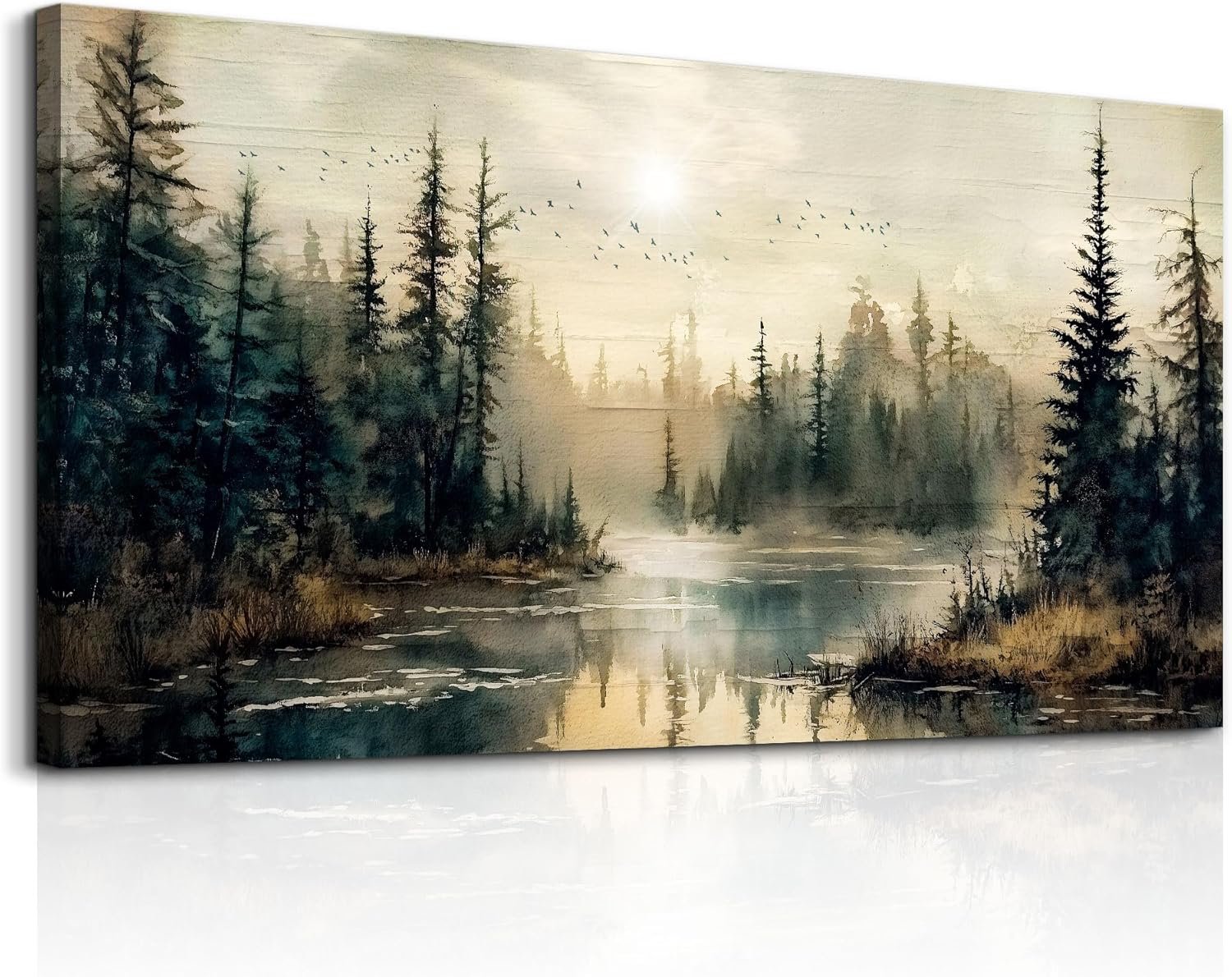 FUHAIHUA Canvas Wall Art For Living Room Large Wall Decor For Bedroom Modern Office Wall Decorations Forest River Landscape Paintings Farmhouse Pictures Artwork Room Aesthetic Home Decor 20×40 In