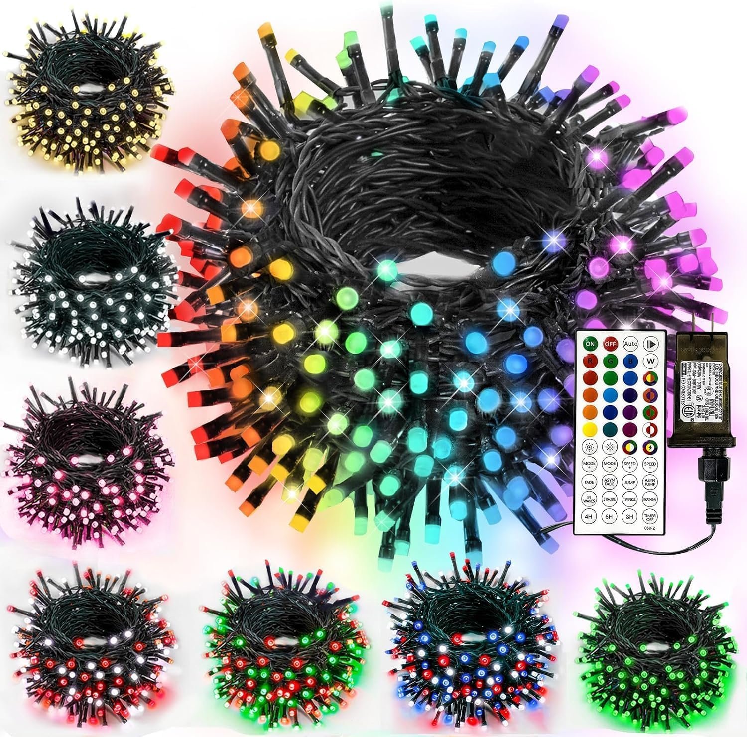Smart Color Changing Christmas Lights,4th of July Decoration Lights with Remote & Timer, 66FT 200 LED Patriotic String Lights Waterproof, RGB Twinkle Light for 250th Anniversary Independence Day Decor