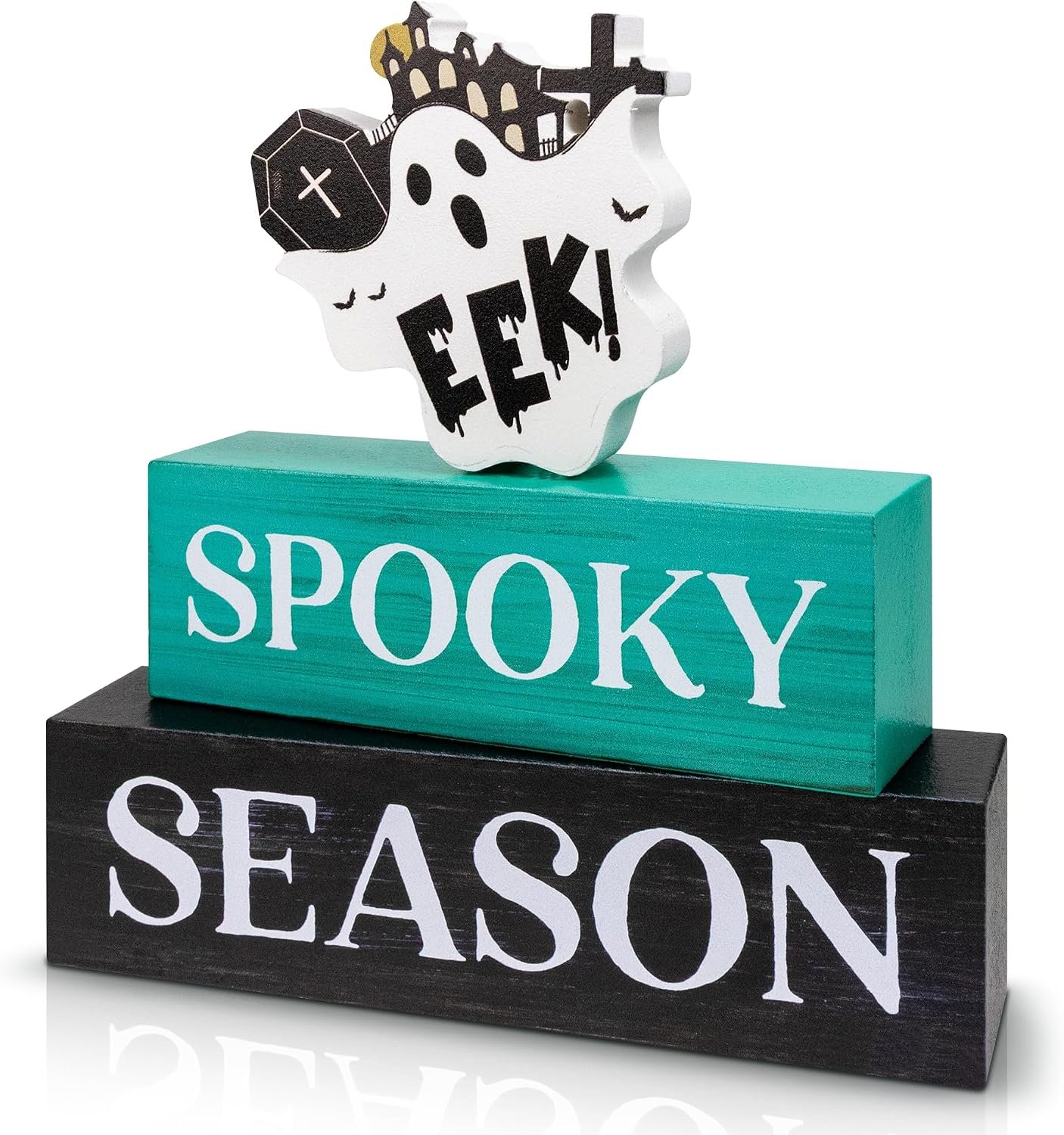 3 Pcs Halloween Wooden Tiered Tray Decor, Spooky Season Decorations Gifts for Home, Halloween Table Centerpiece for Fall Party Kitchen
