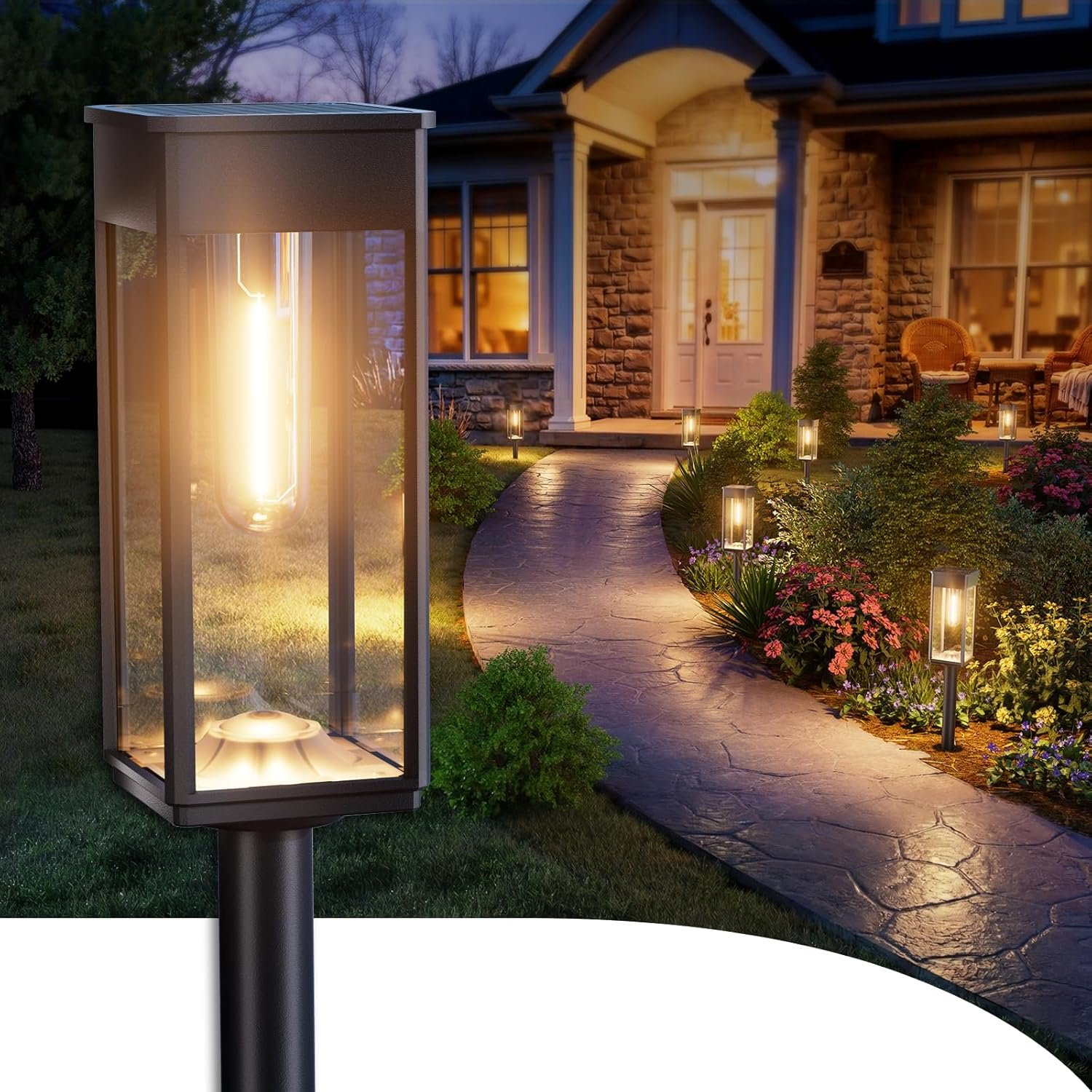 ALFIOT Solar Pathway Lights Outdoor, 8 Pack Bright Solar Lights Outdoor, Auto On/Off, IP65 Waterproof Solar Garden Lights Solar Powered Landscape Lighting for Yard Patio Walkway Driveway Pathway