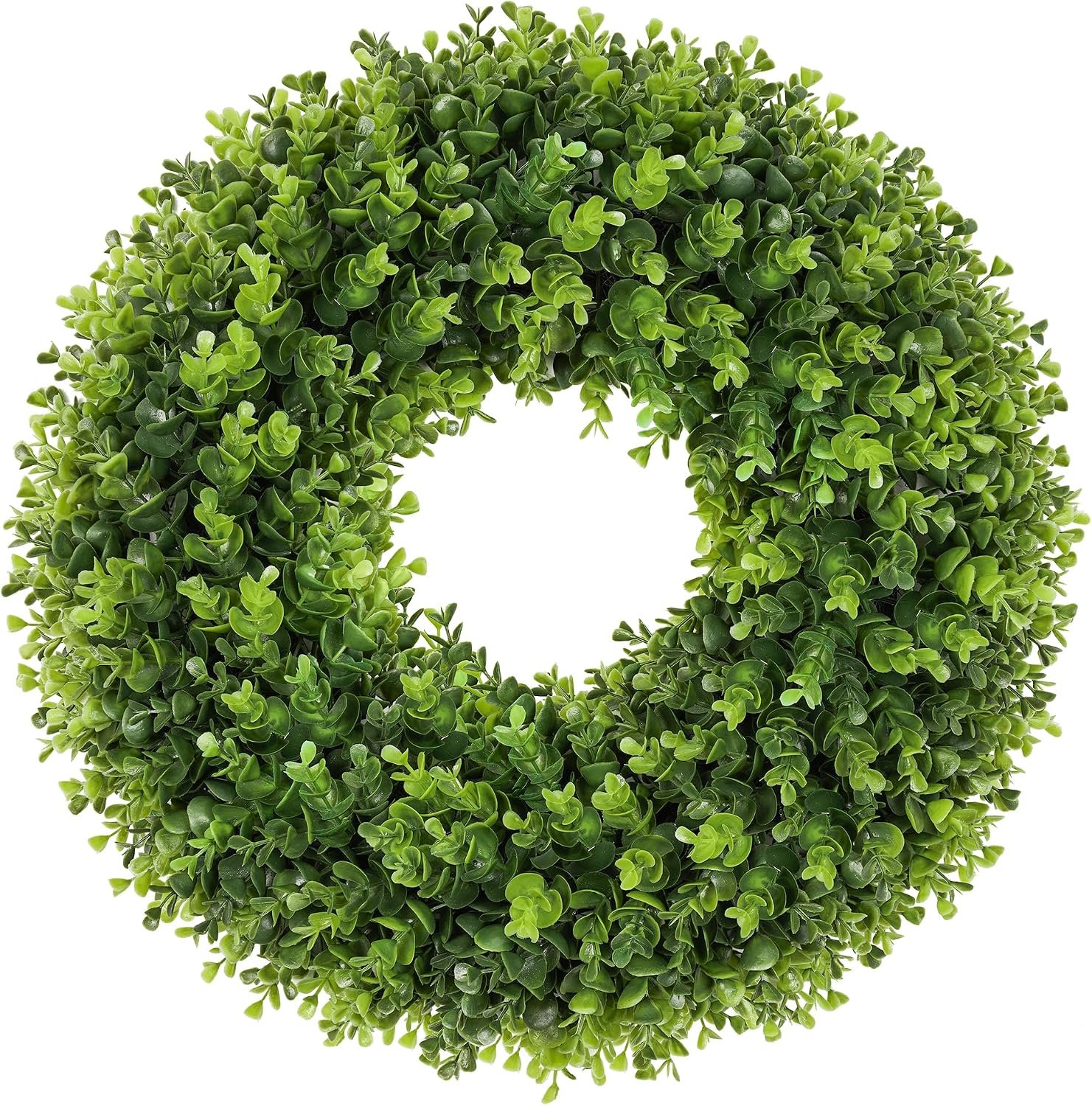 20 Inch Artificial Boxwood Wreath for Front Door, UV Resistant Outdoor Green Wreath, Waterproof Weather Resistant Spring Summer Farmhouse Porch Wall Decor for Home Wedding Indoor Decorations