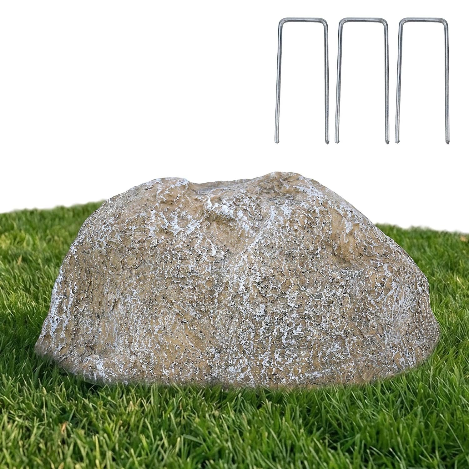 NUPICK Small Fake Rock Cover, Gray Artificial Landscape Rocks for Sprinkler Valves, 13″x10″x5″ Lightweight & Durable Outdoor Decorative Stones for Garden, Pipeline, Patio, Poolside & Porch