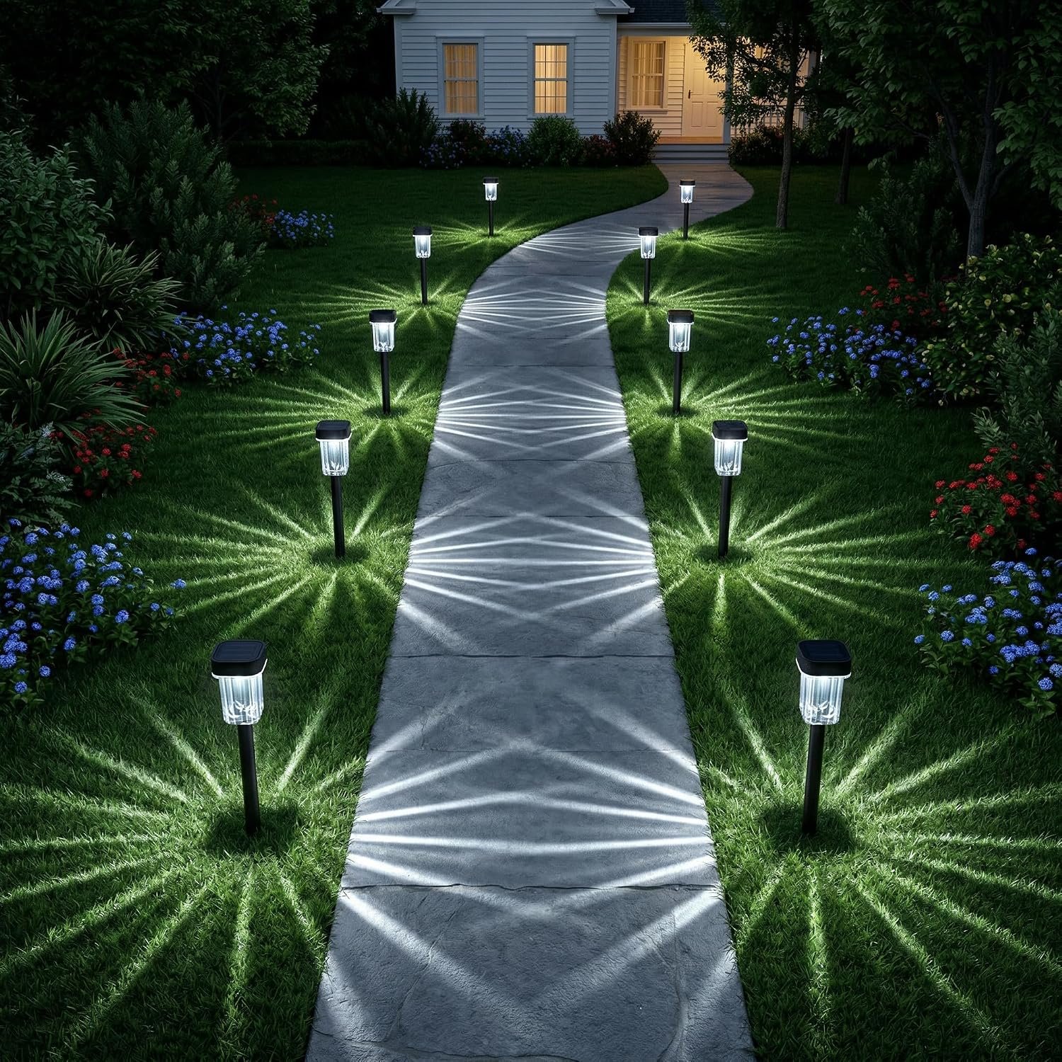 LIANGLOME Solar Pathway Lights Outdoor 12 Pack – IP55 Waterproof Solar Powered Garden Lights 6000K Cold White LED, Auto On/Off Outdoor Solar Lights for Yard Driveway Patio Decor Landscape Lighting