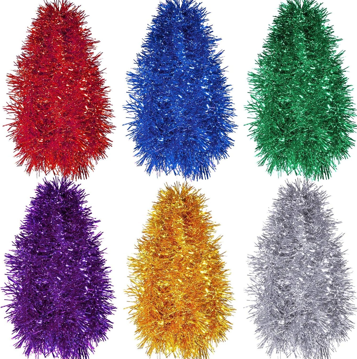 Shappy 90 ft 6 Rolls Wedding Tinsel Garland Decor Glitter Metallic Twist Garland Wedding Summer Luau Birthday Party Indoor Outdoor Hanging Home Decor(Multicolor)