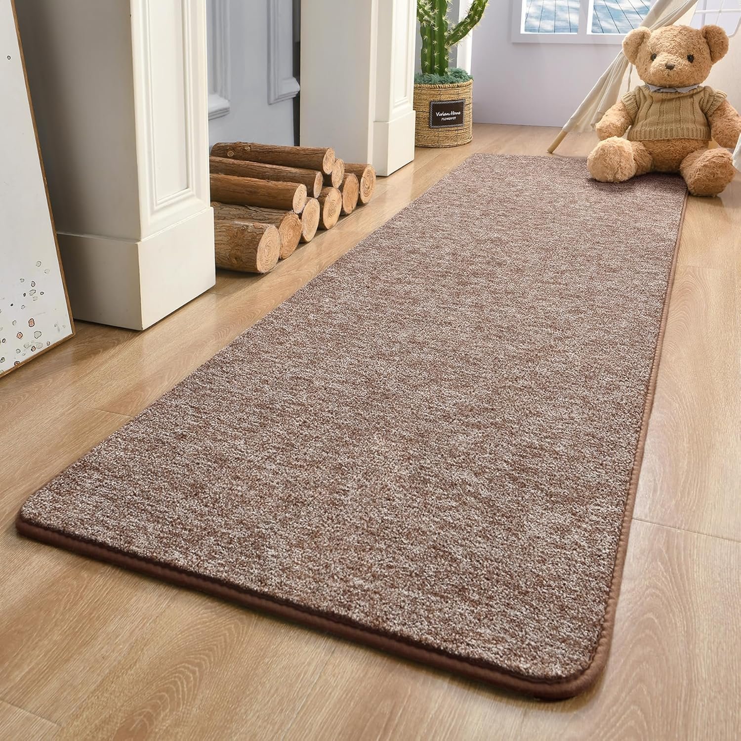Keeko Soft 2×6 Runner Rug Brown, Bedside Rugs for Bedroom Living Room Small Area Throw Rugs Indoor Runner Carpets for Hallway Memory Foam Laundry Room Rug for Teen Kids Nursery Dorm Classroom Decor