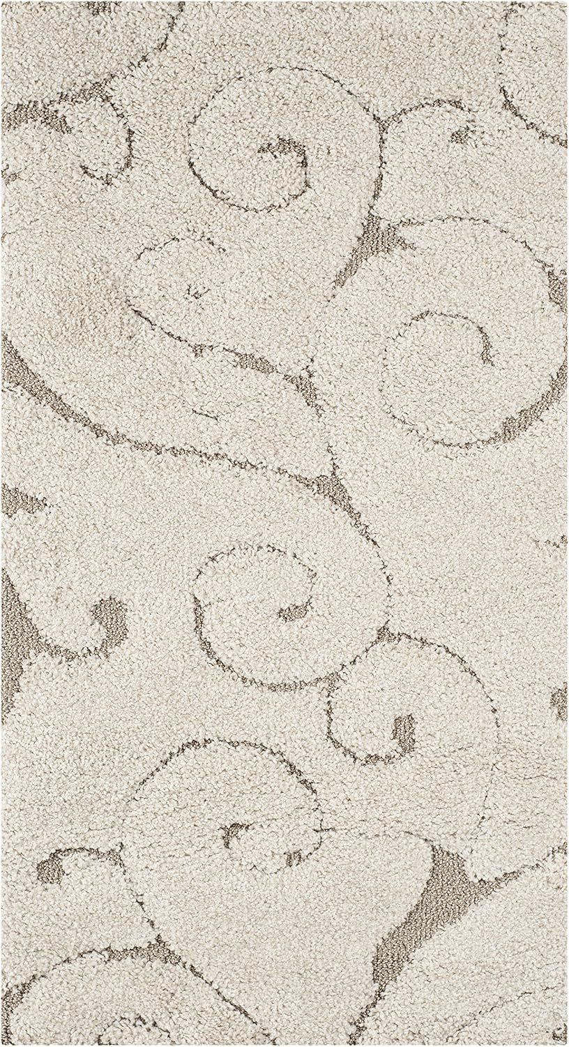 SAFAVIEH Florida Shag Collection Accent Rug – 2’3″ x 4′, Cream & Beige, Scroll Design, Non-Shedding & Easy Care, High-Low Plush Pile, Ideal for Bedroom, Foyer, Hallway (SG455-1113)